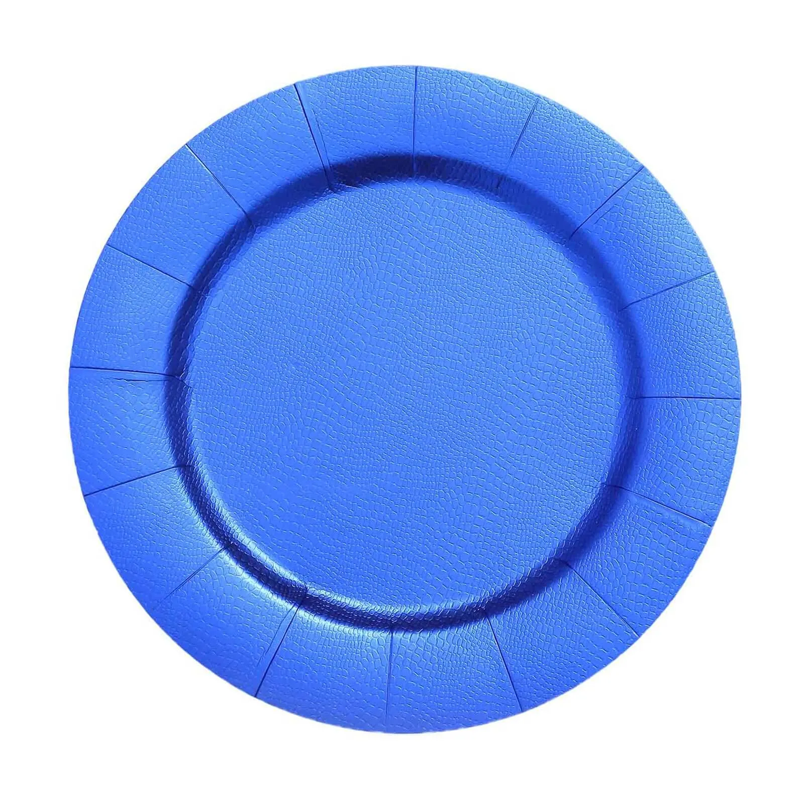 10 Pack 13" Royal Blue Leather Textured Disposable Charger Plates, Round Cardboard Serving Trays - 1100 GSM
