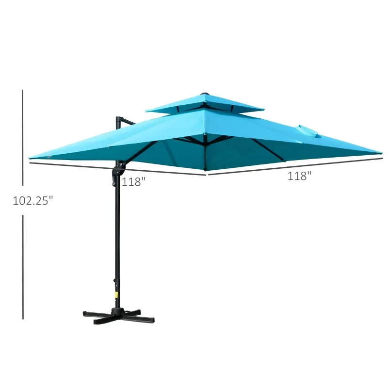 10x10ft. Square Cantilever Offset 360° Rotatable Umbrella - Light Blue