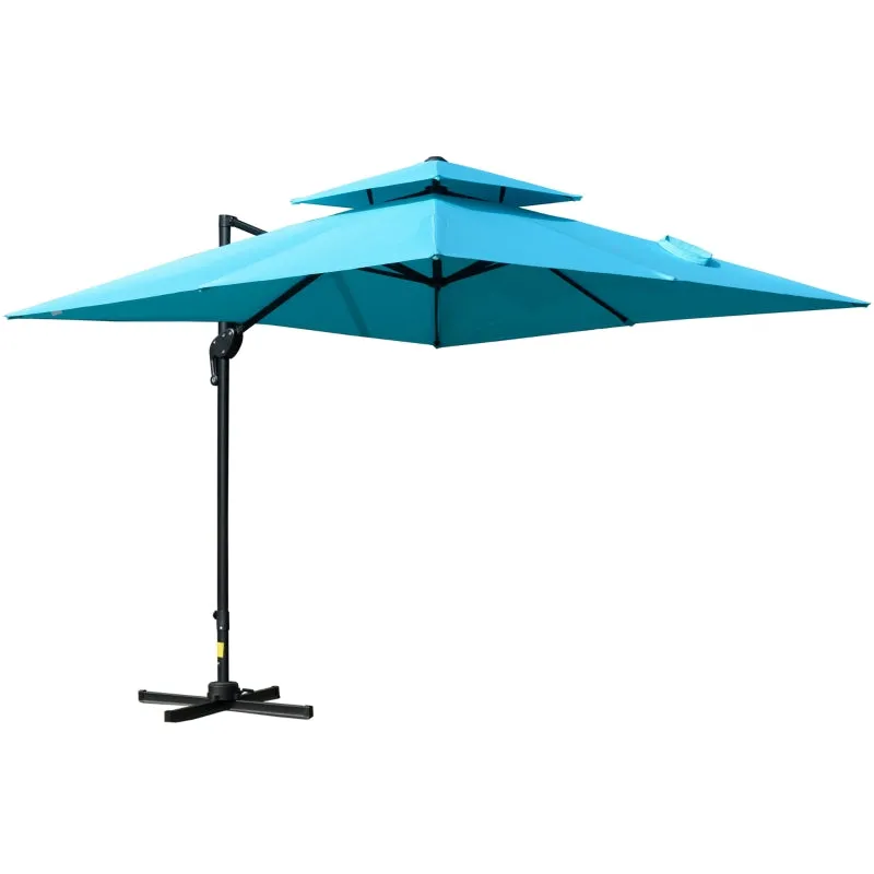 10x10ft. Square Cantilever Offset 360° Rotatable Umbrella - Light Blue