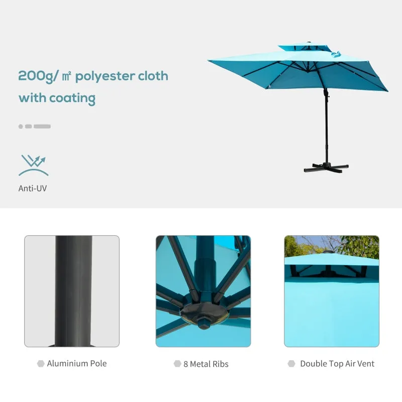 10x10ft. Square Cantilever Offset 360° Rotatable Umbrella - Light Blue