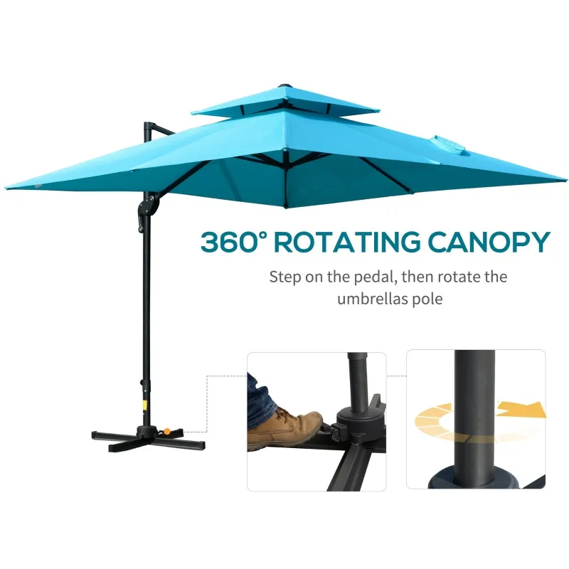 10x10ft. Square Cantilever Offset 360° Rotatable Umbrella - Light Blue
