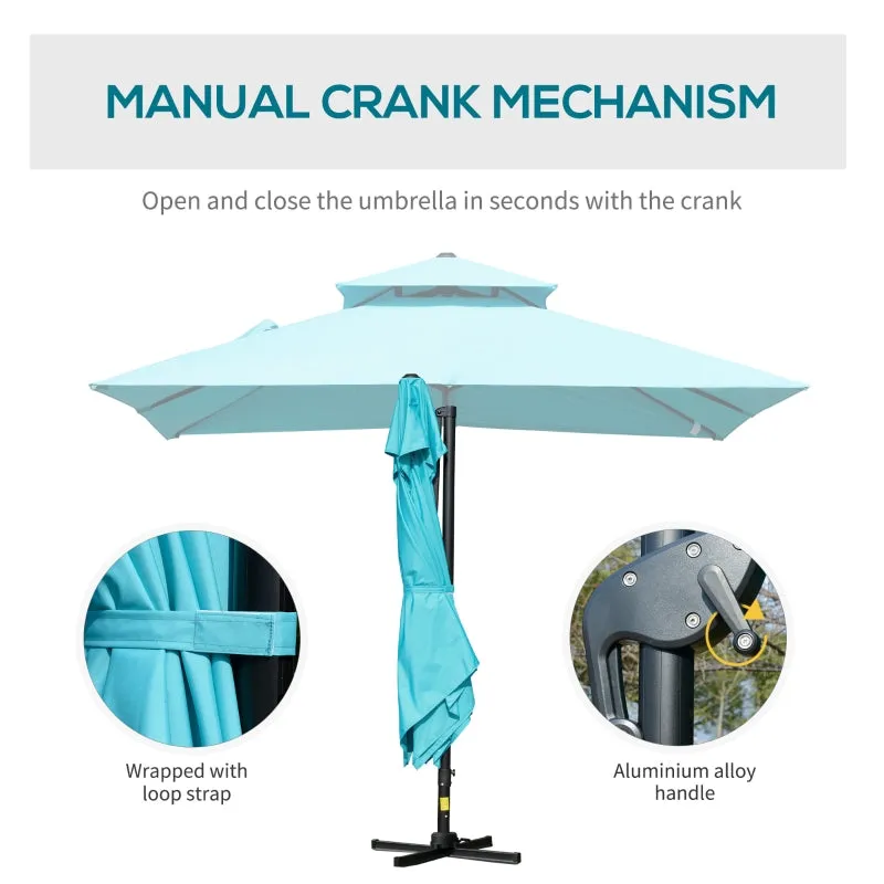 10x10ft. Square Cantilever Offset 360° Rotatable Umbrella - Light Blue