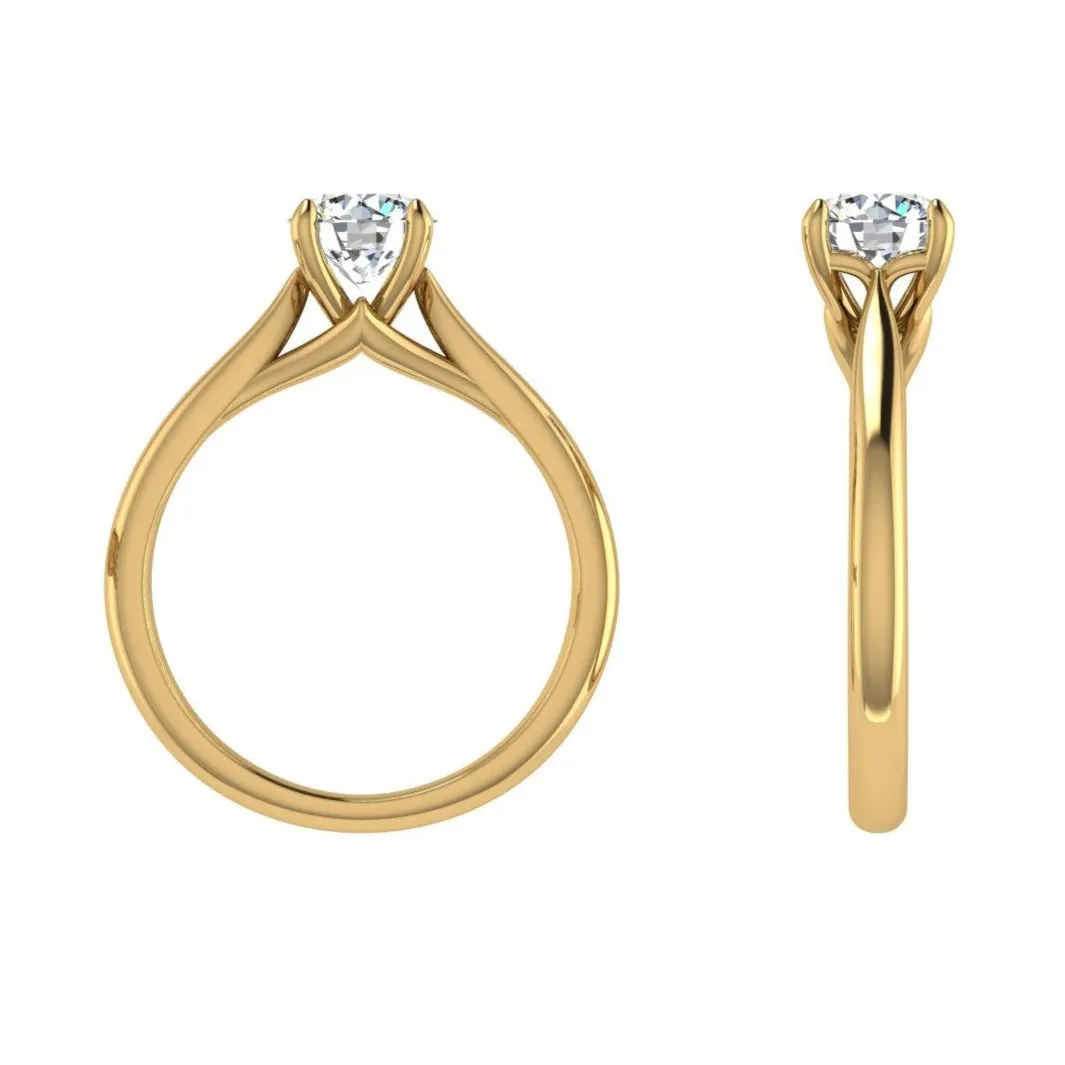 18K Gold Round Diamond Solitaire Engagement Ring