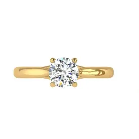 18K Gold Round Diamond Solitaire Engagement Ring