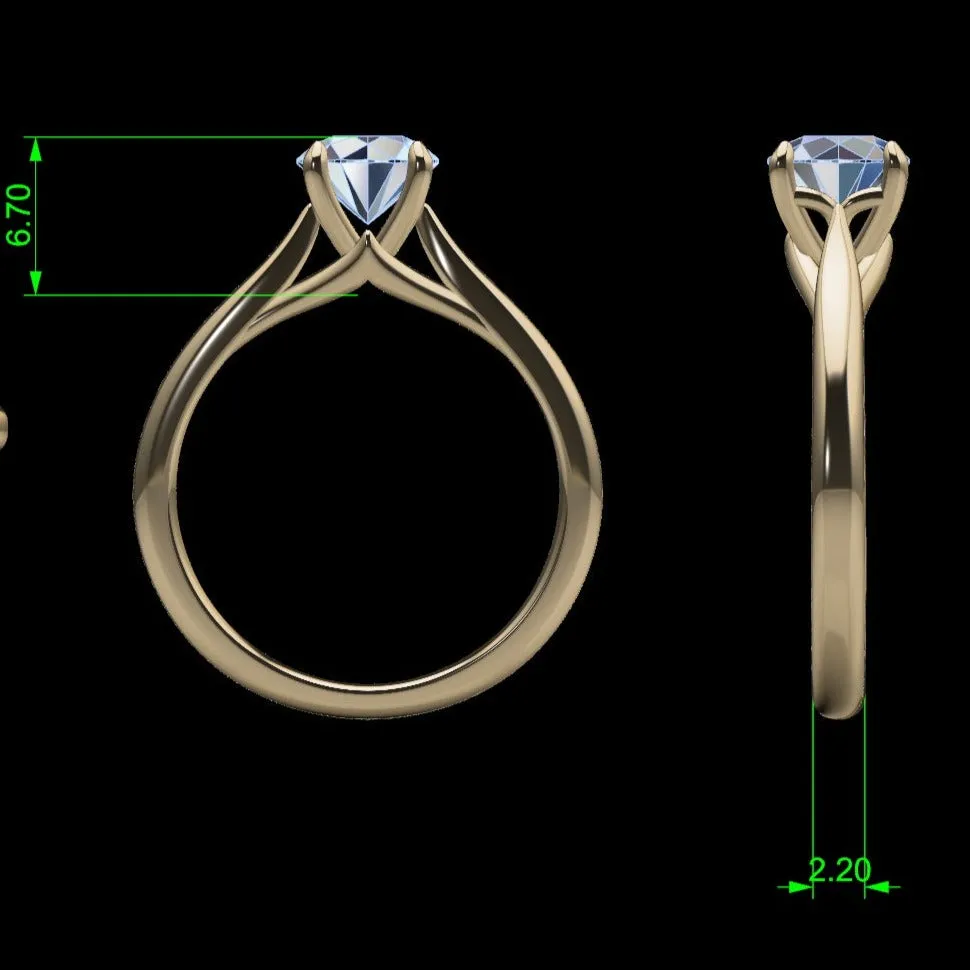 18K Gold Round Diamond Solitaire Engagement Ring