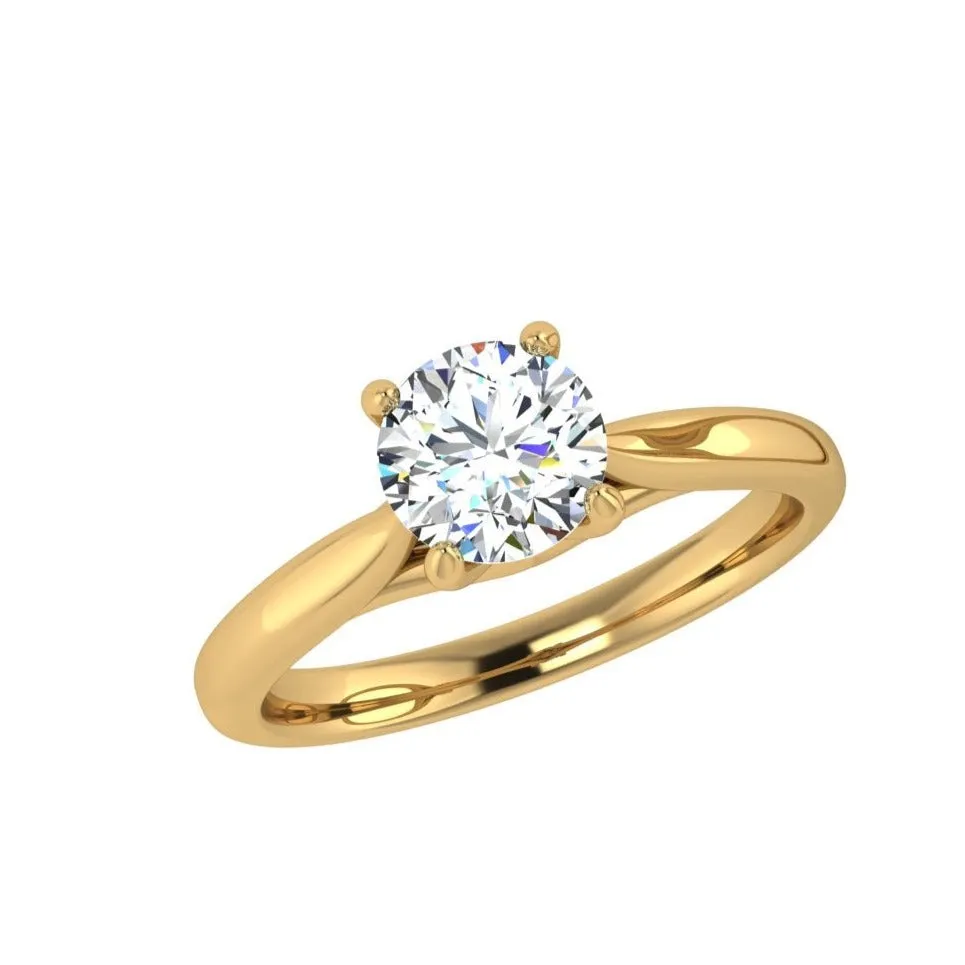18K Gold Round Diamond Solitaire Engagement Ring