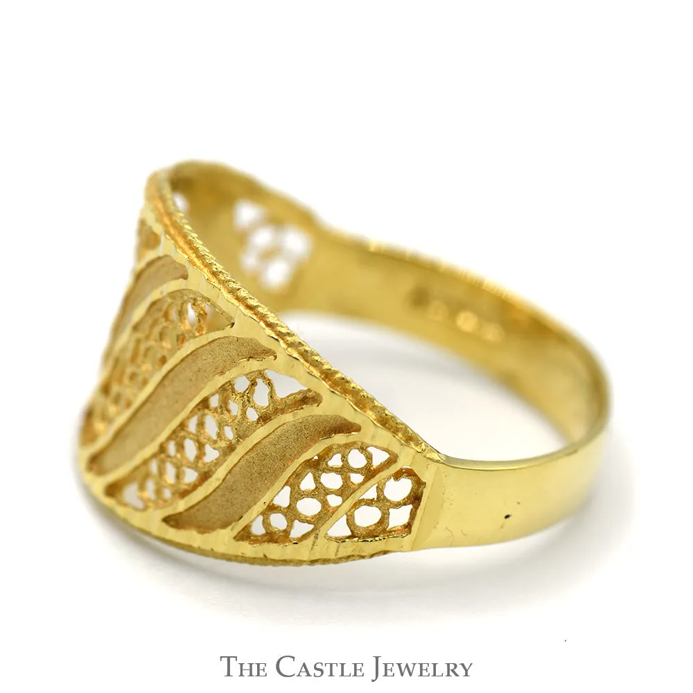 18k Yellow Gold Diamond Cut Open Filigree Band