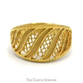 18k Yellow Gold Diamond Cut Open Filigree Band