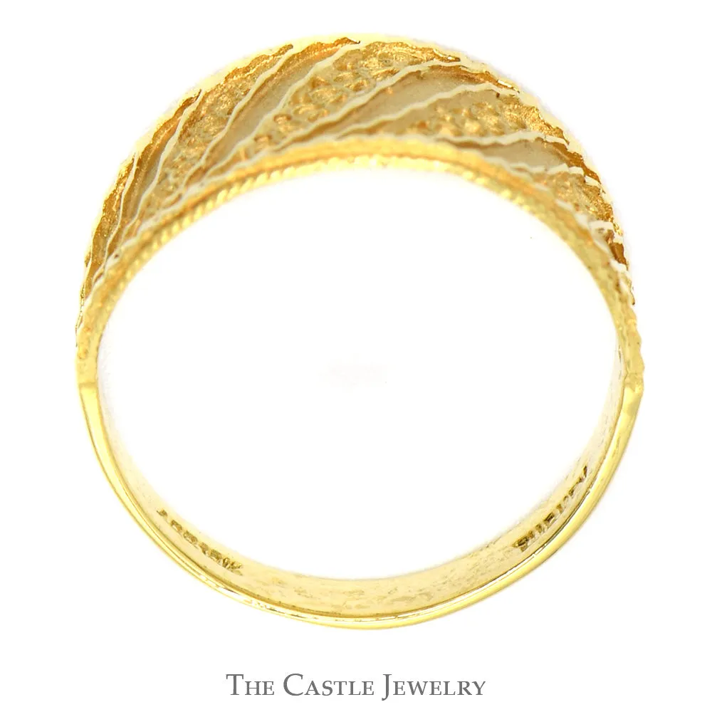 18k Yellow Gold Diamond Cut Open Filigree Band