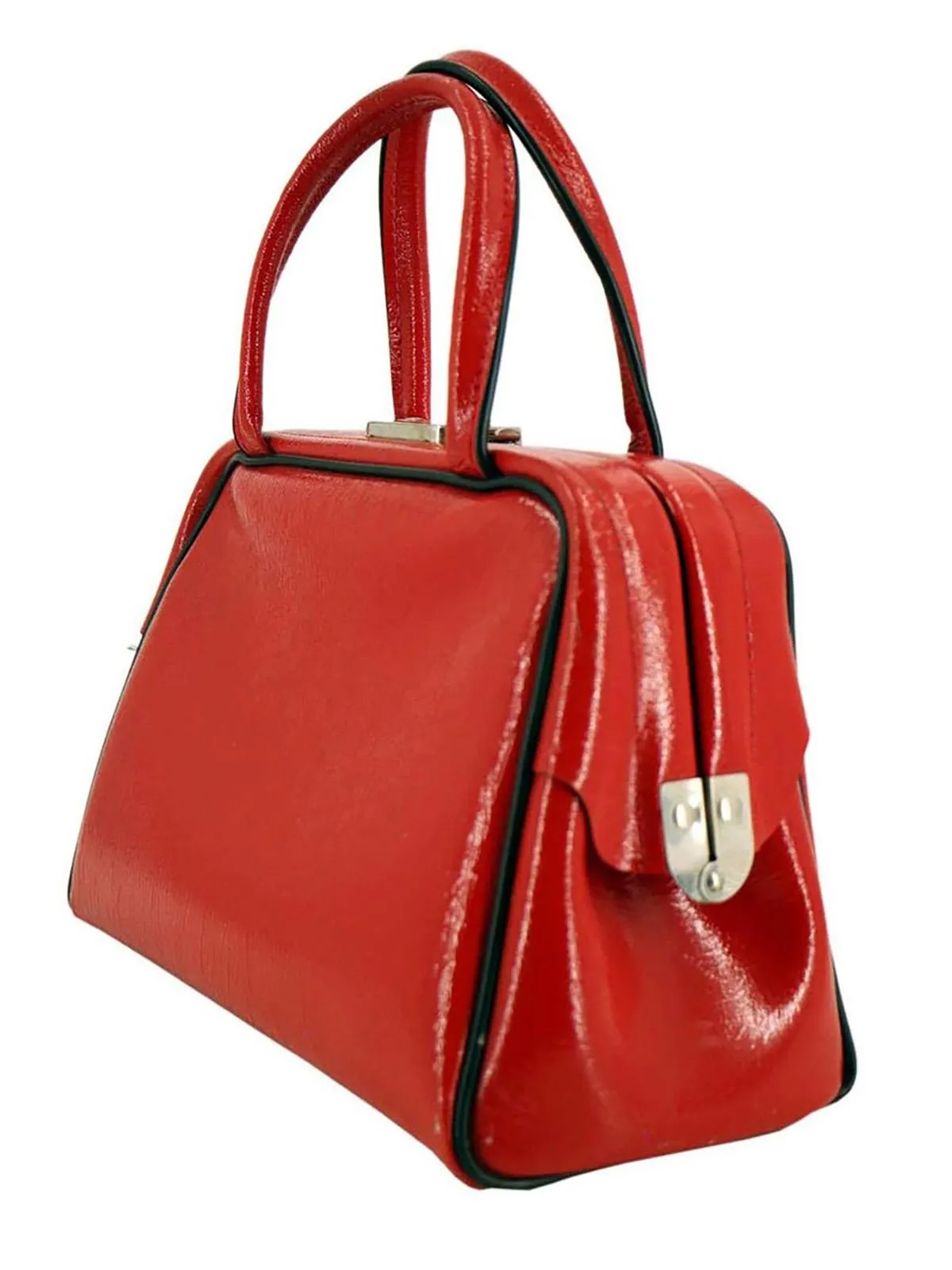 1960s Vintage Modernist Red Vinyl Handbag