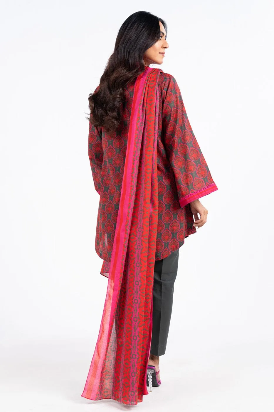 2 Pc Printed Lawn Suit With Silver Lawn Dupatta