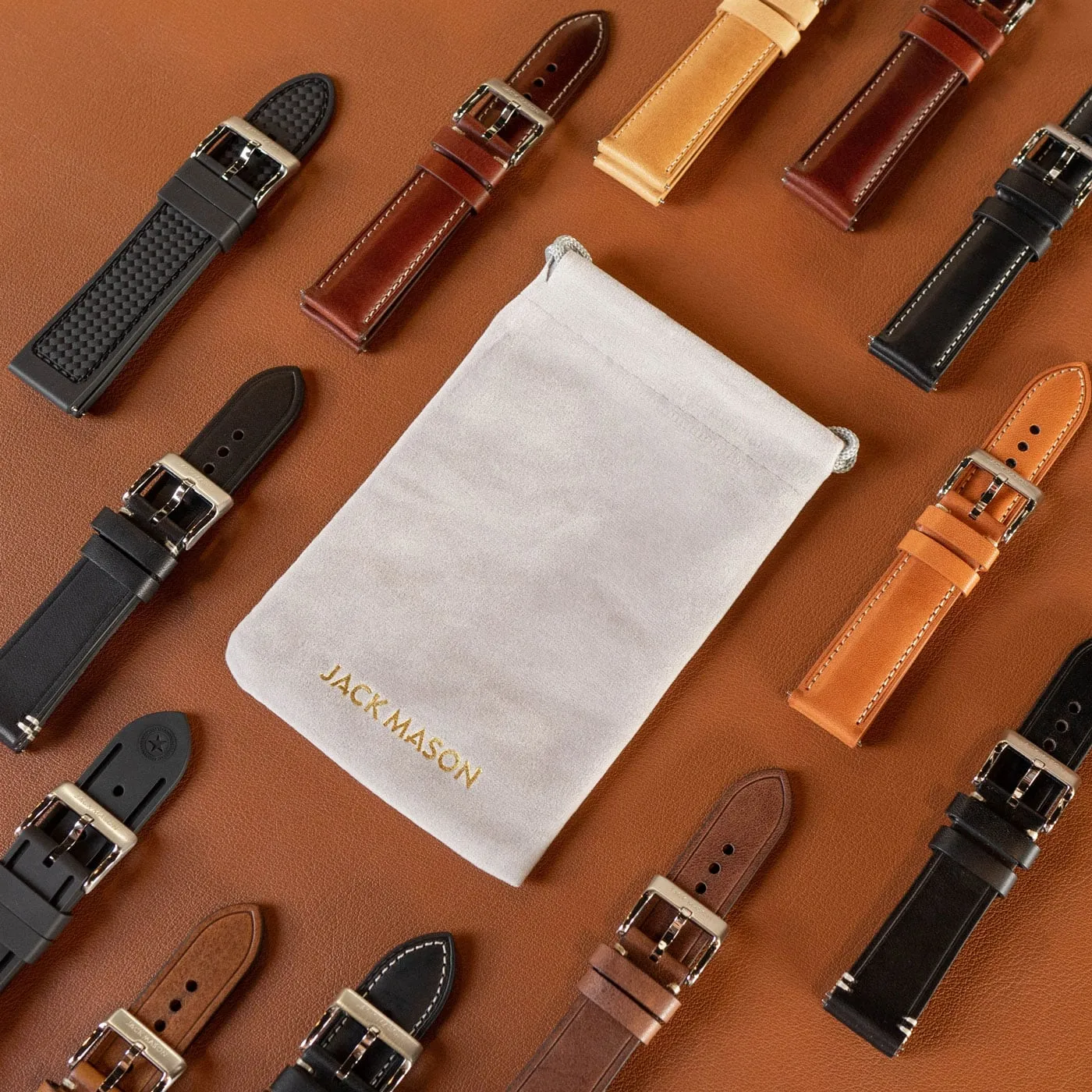 20mm Stitched Brown Leather Strap