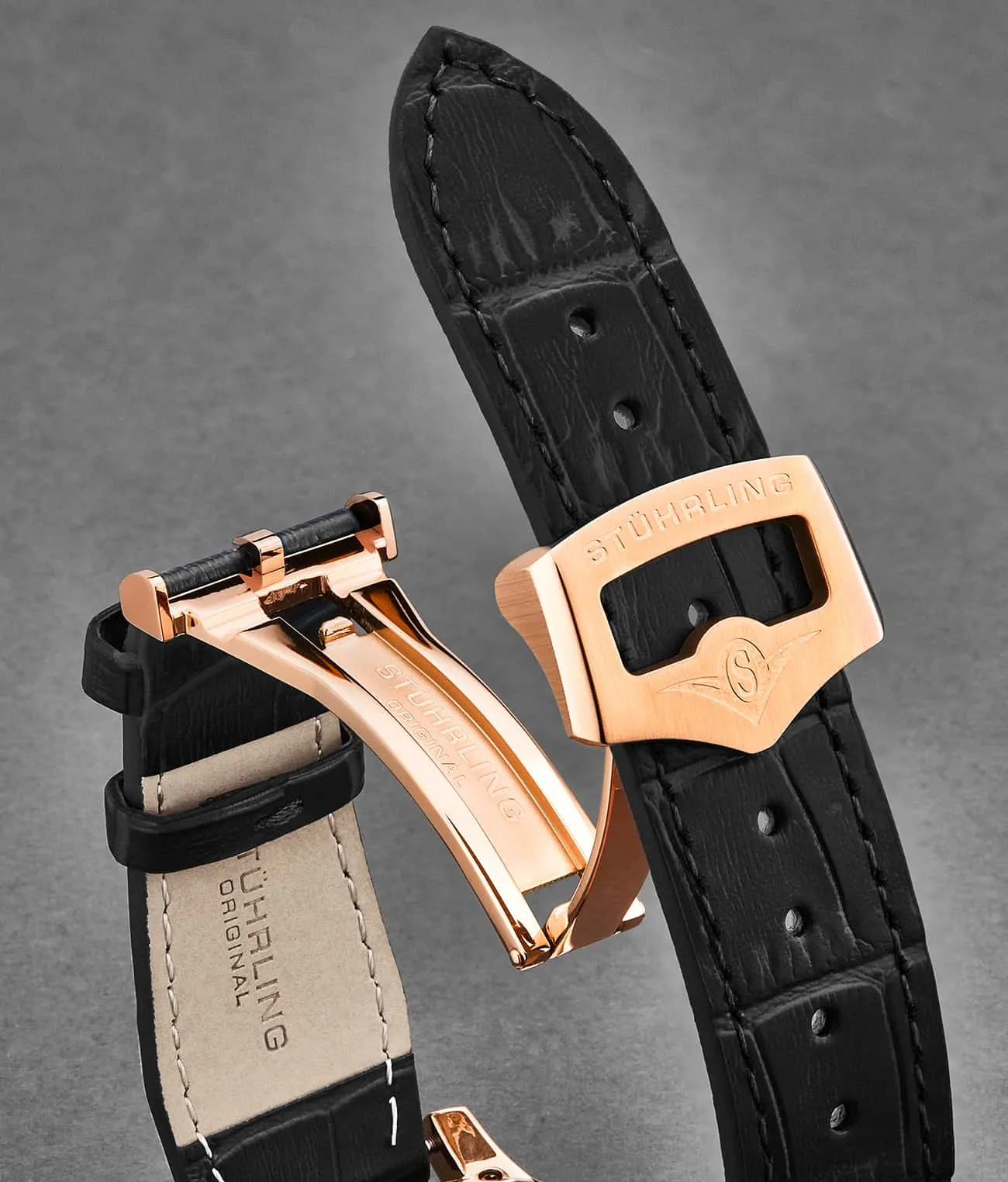 22mm Leather Strap with Stainless Steel Deployant Buckle