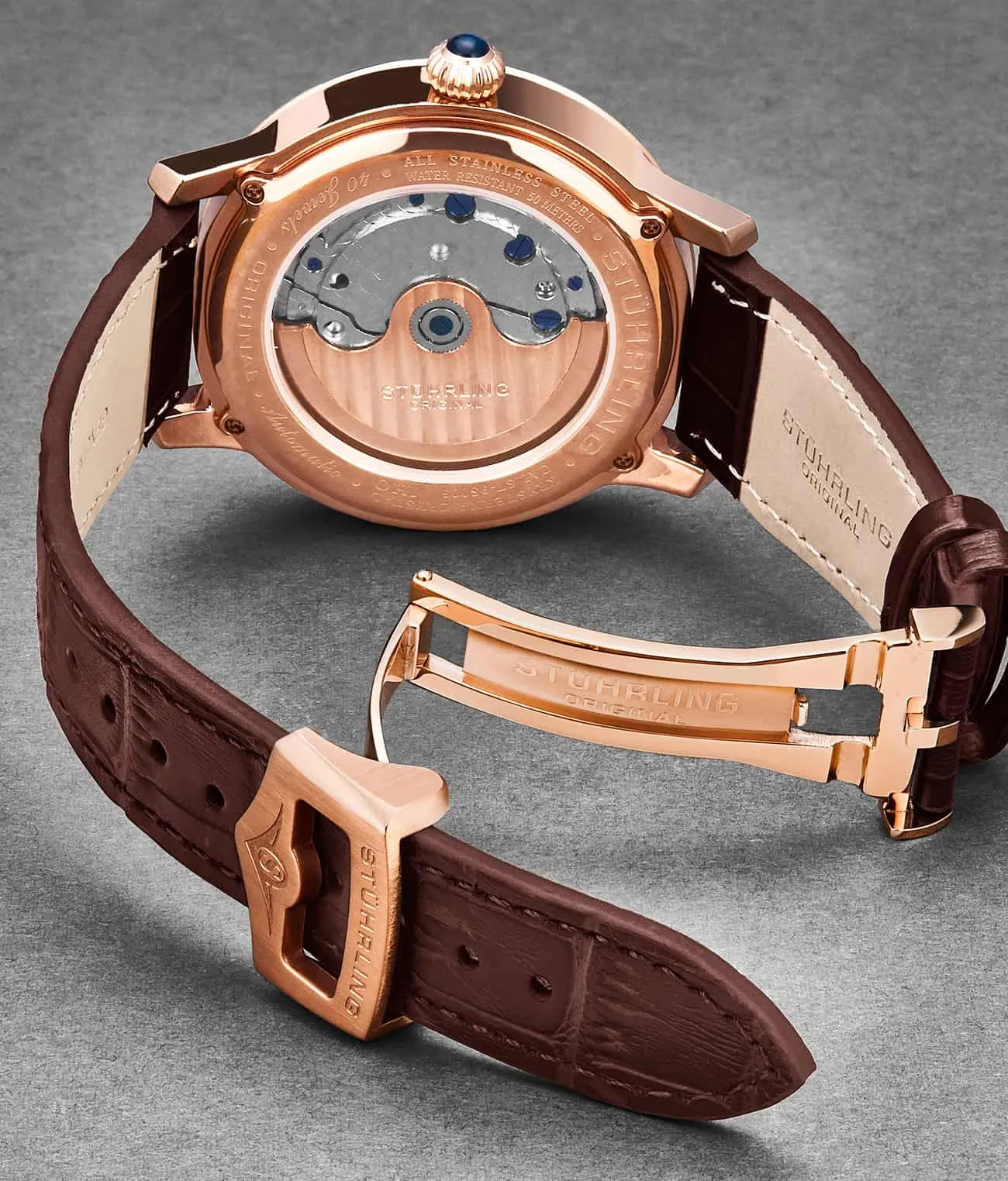 22mm Leather Strap with Stainless Steel Deployant Buckle