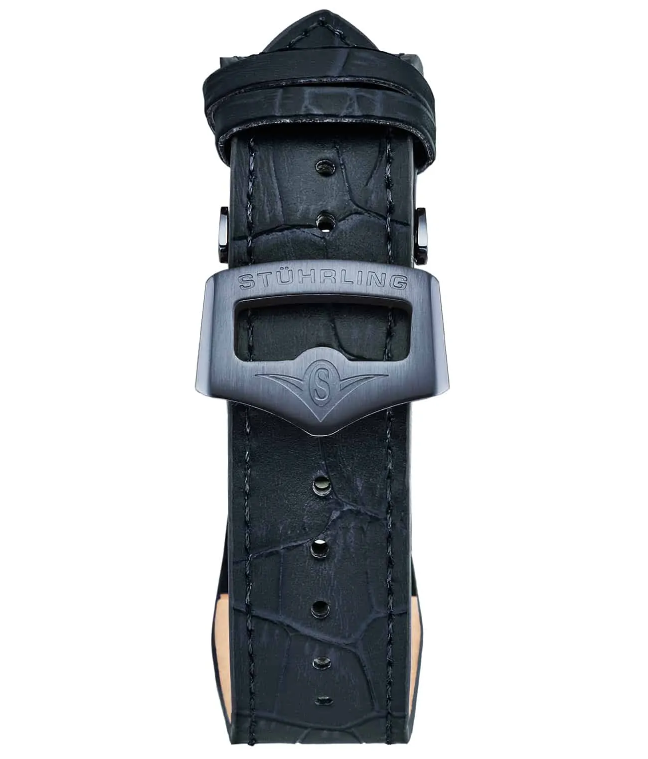 22mm Leather Strap with Stainless Steel Deployant Buckle