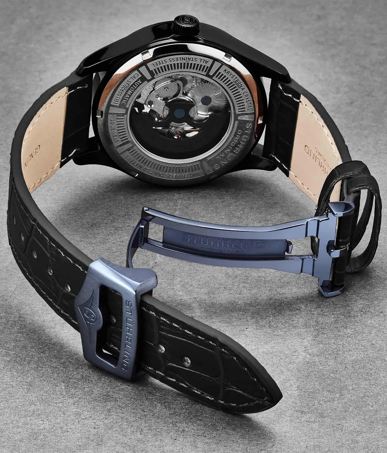 22mm Leather Strap with Stainless Steel Deployant Buckle