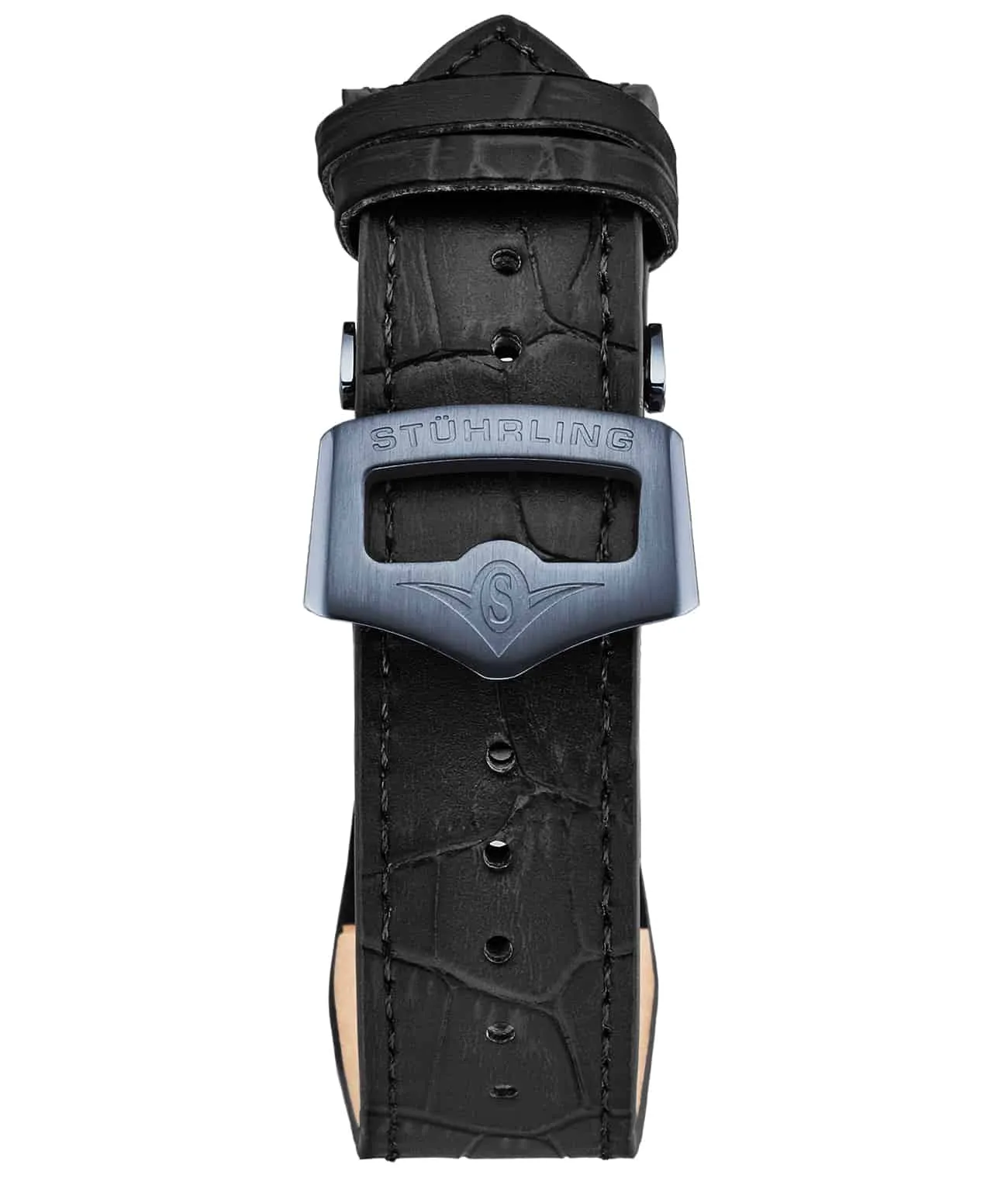 22mm Leather Strap with Stainless Steel Deployant Buckle