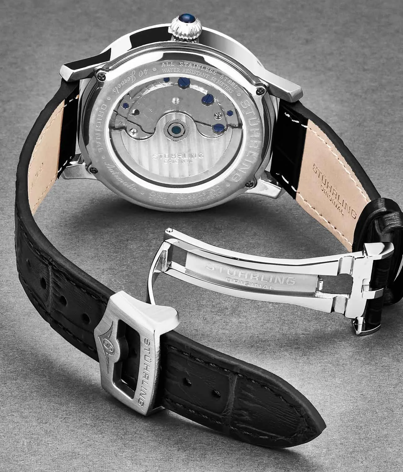 22mm Leather Strap with Stainless Steel Deployant Buckle
