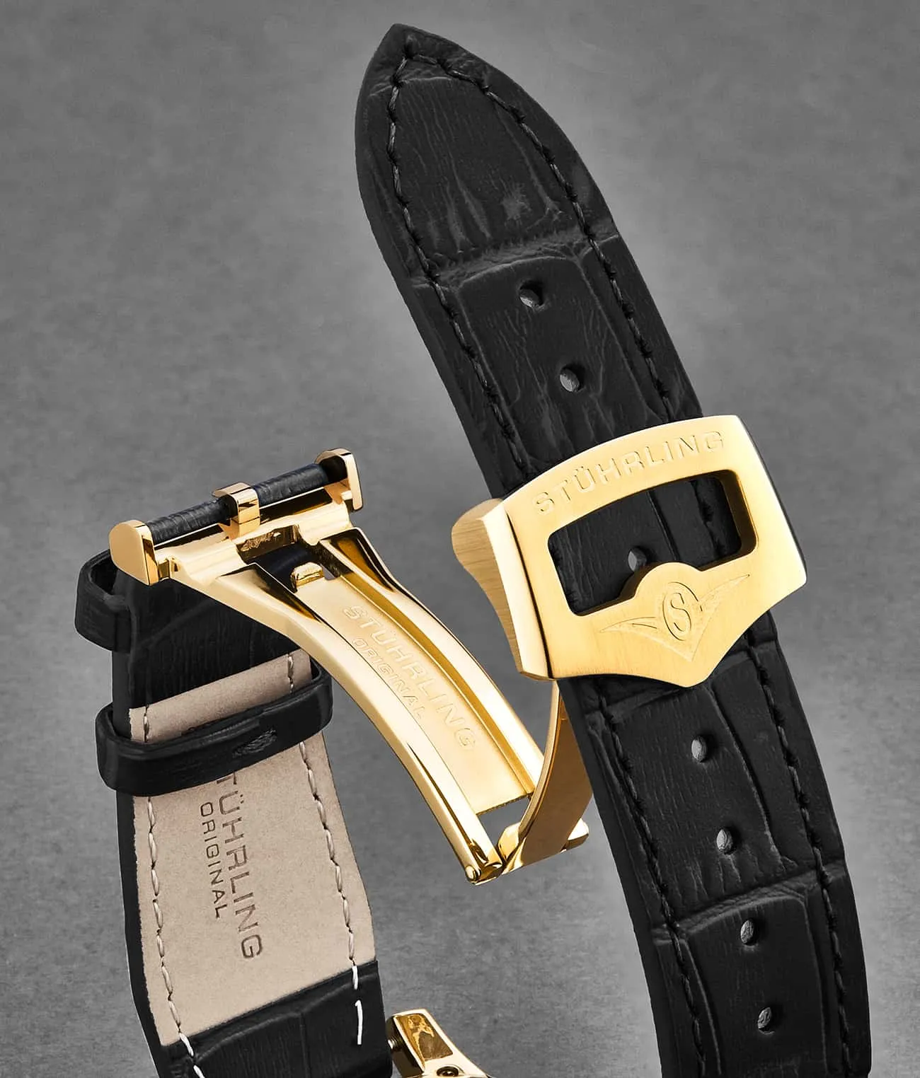22mm Leather Strap with Stainless Steel Deployant Buckle