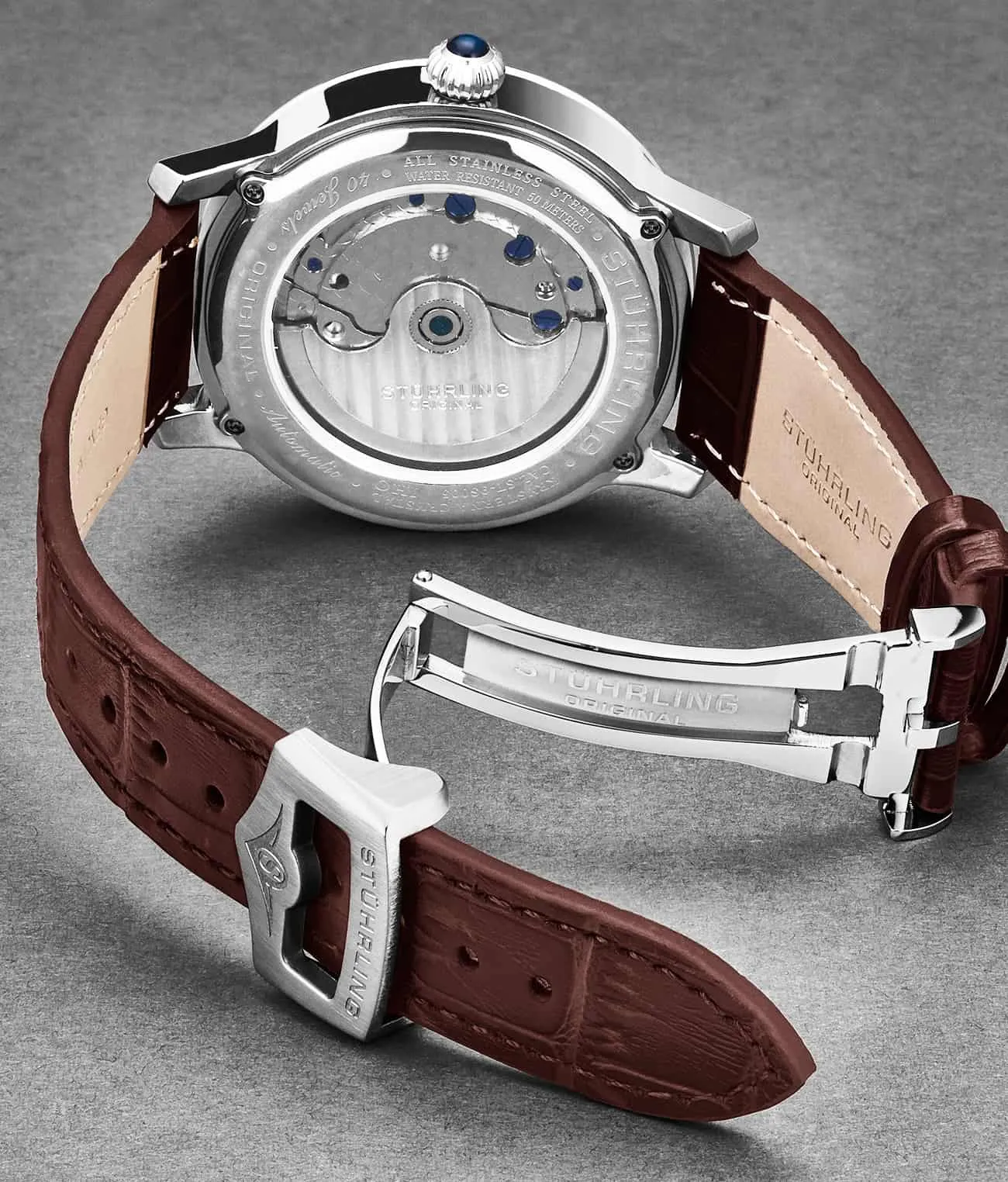 22mm Leather Strap with Stainless Steel Deployant Buckle