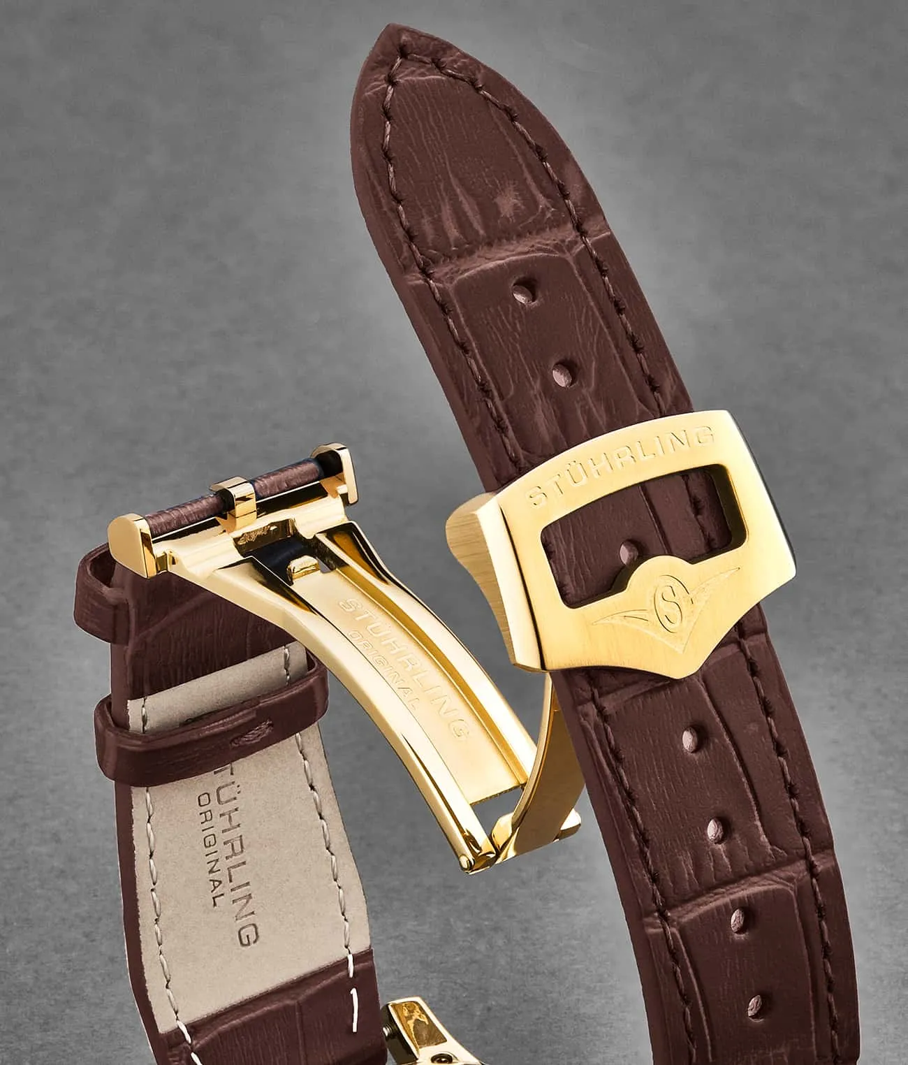 22mm Leather Strap with Stainless Steel Deployant Buckle