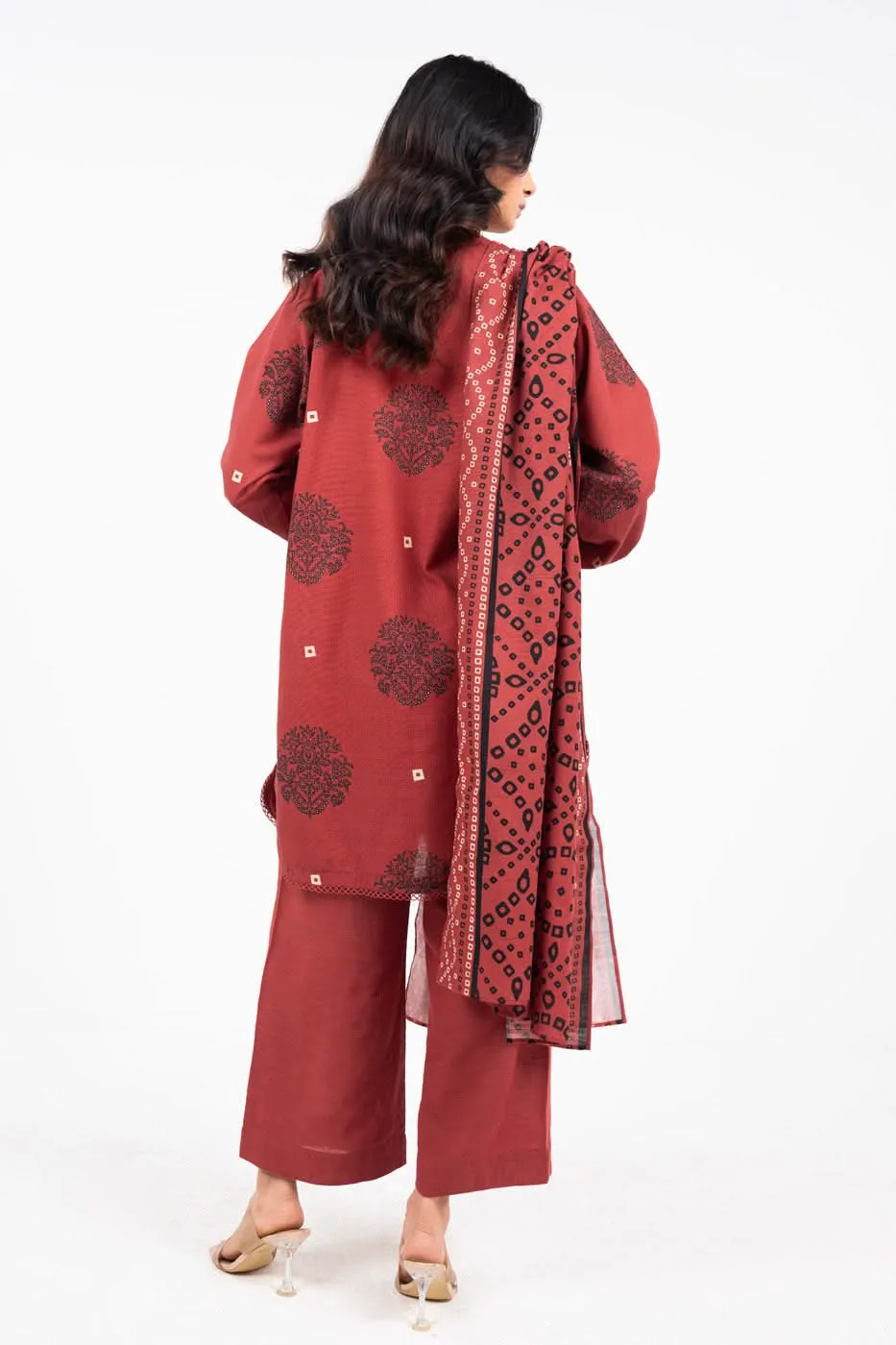 3 Piece Printed Khaddar Suit With Light Khaddar Dupatta