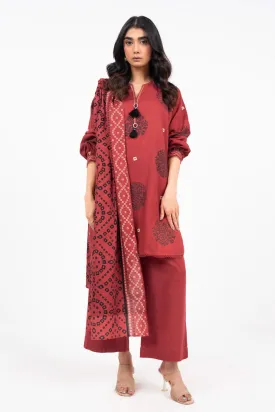 3 Piece Printed Khaddar Suit With Light Khaddar Dupatta