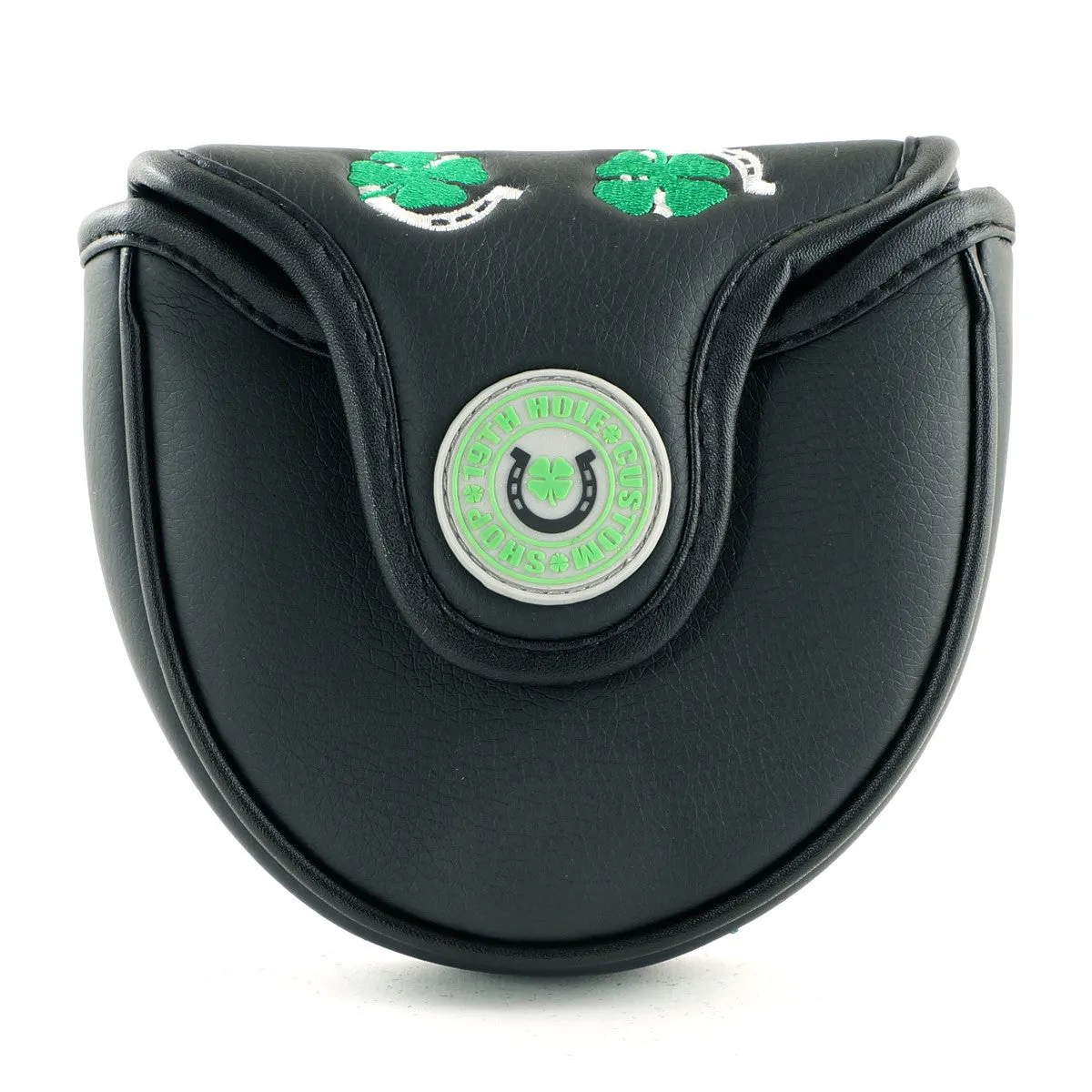 4-Leaf Clover and Horseshoe Mallet Putter Head Cover, Heel Shafted, Black