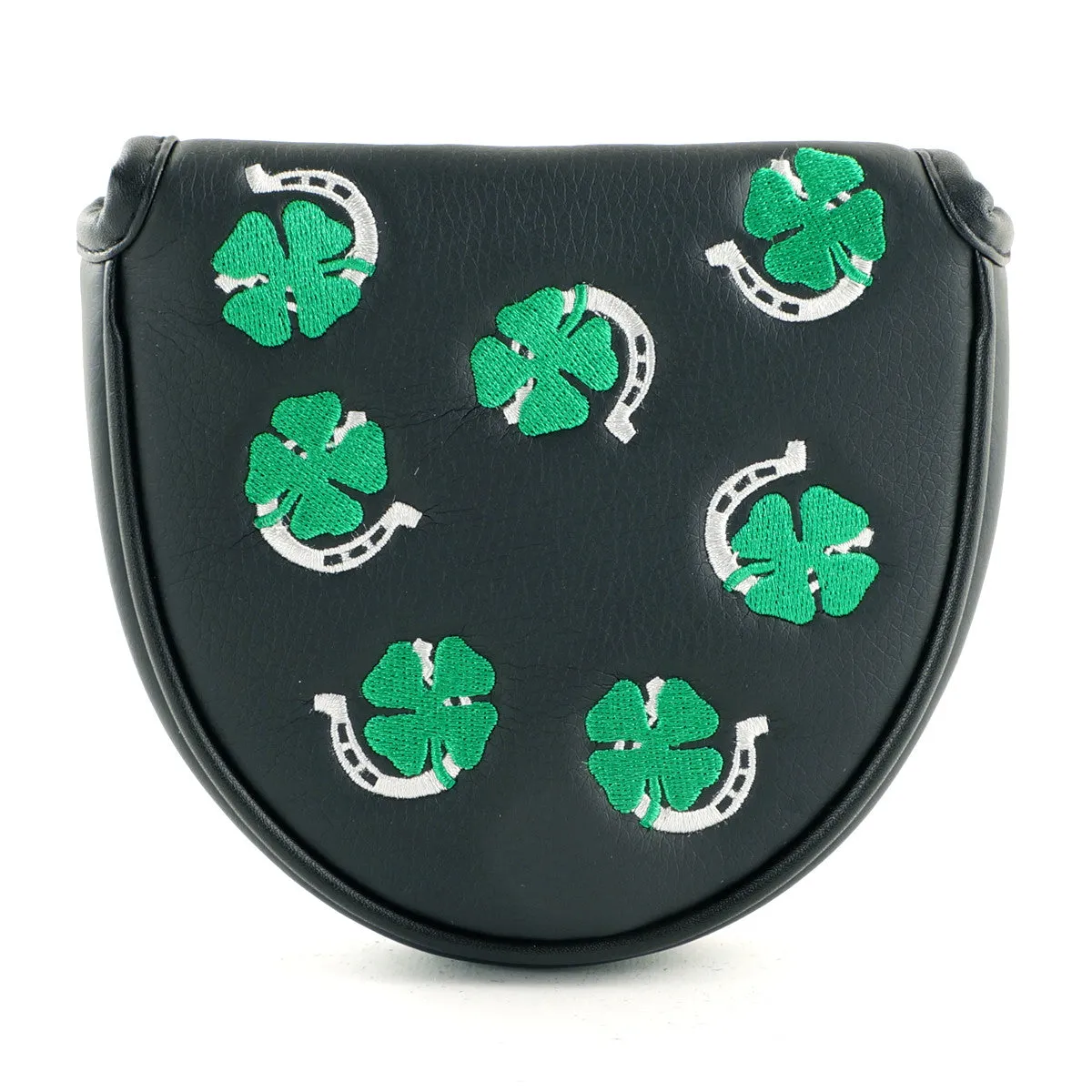 4-Leaf Clover and Horseshoe Mallet Putter Head Cover, Heel Shafted, Black