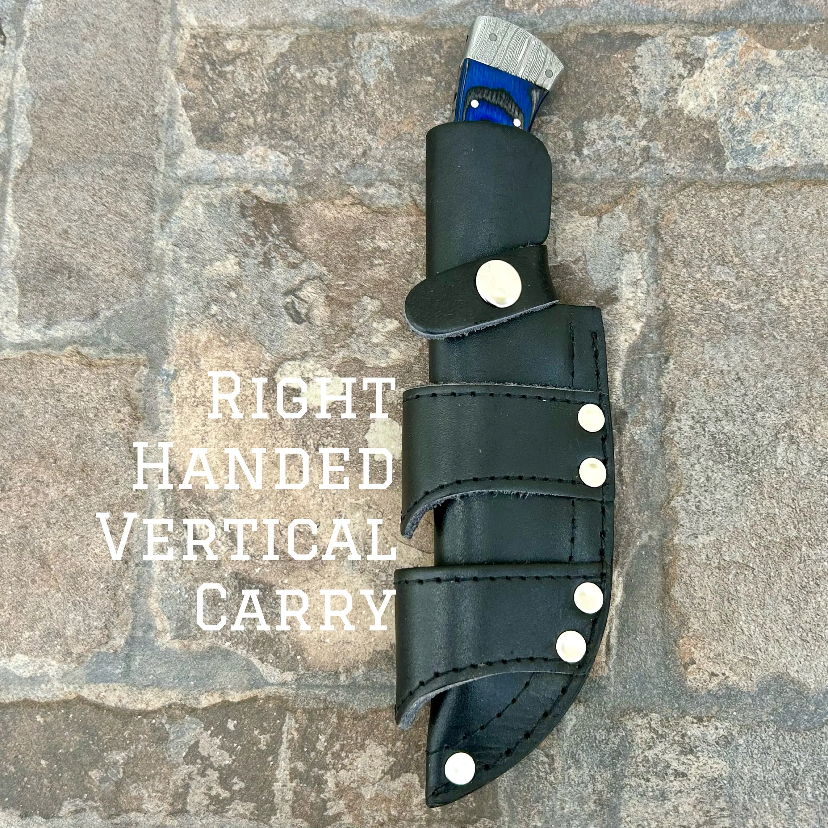 8.5” Lucky Luciano - Blue & Black Wood - Damascus - Horizontal & Vertical Carry - LL07
