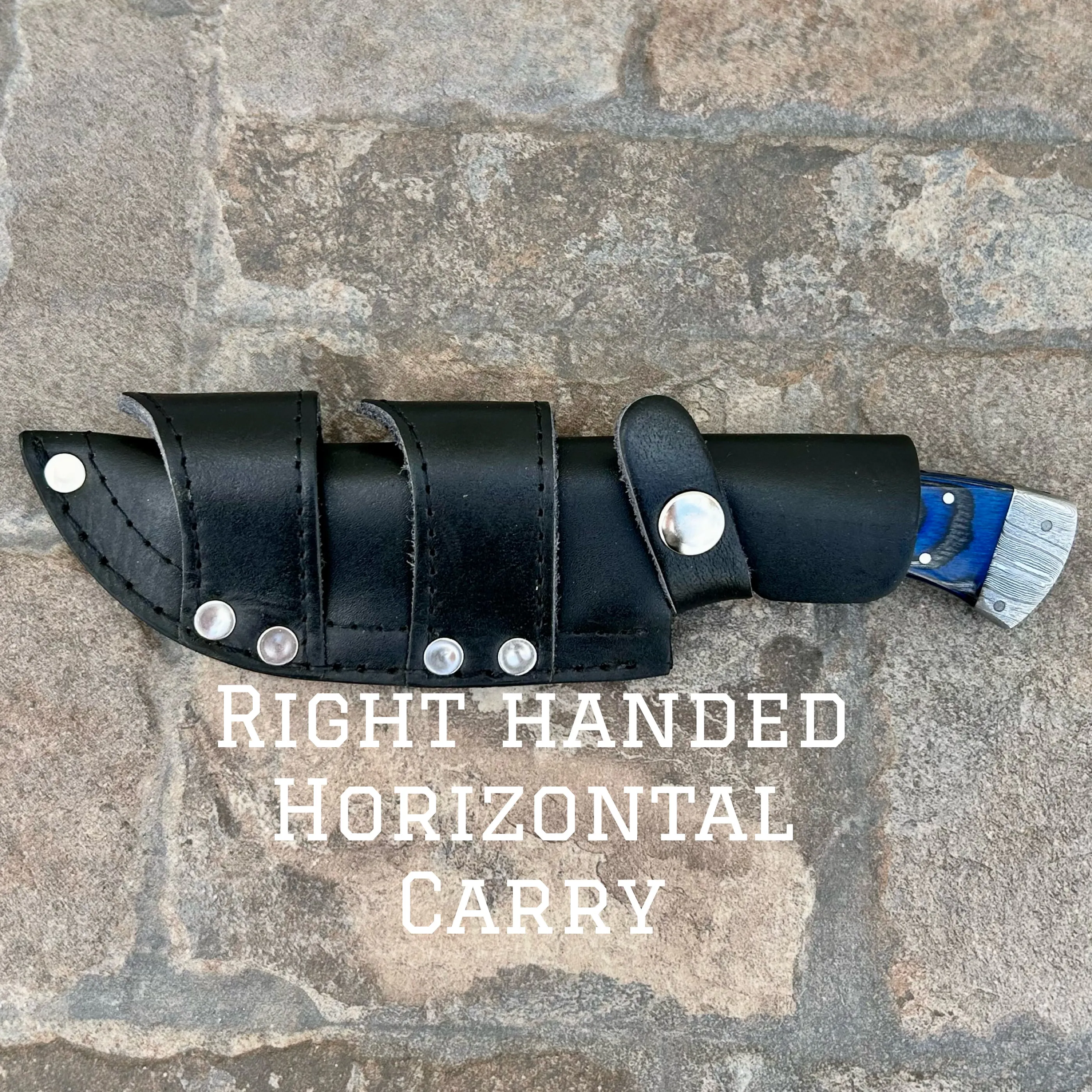 8.5” Lucky Luciano - Blue & Black Wood - Damascus - Horizontal & Vertical Carry - LL07