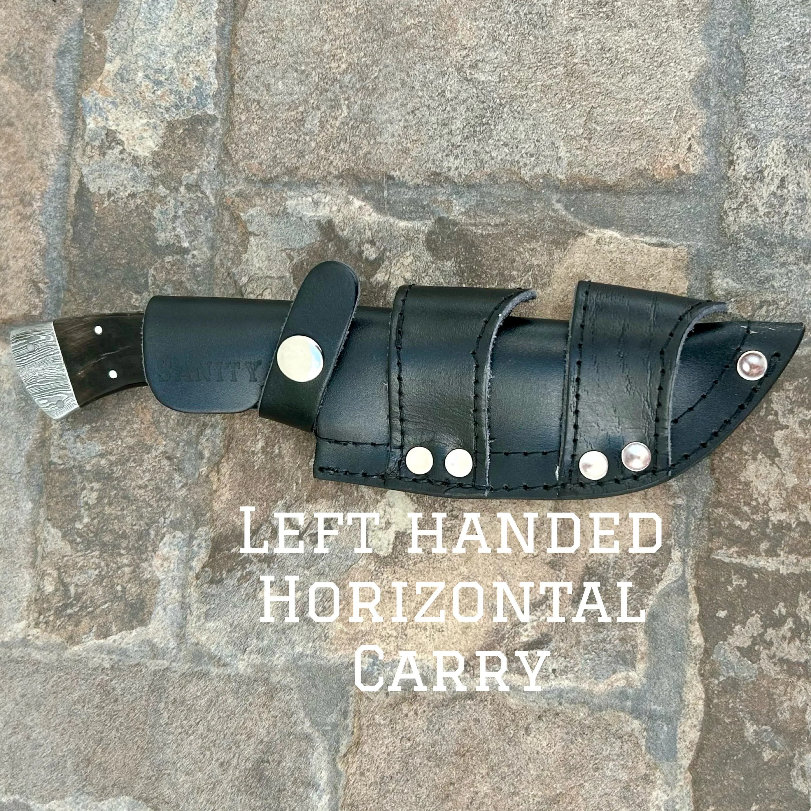 8.5” Lucky Luciano - Buffalo Horn - Damascus - Horizontal & Vertical Carry - LL01