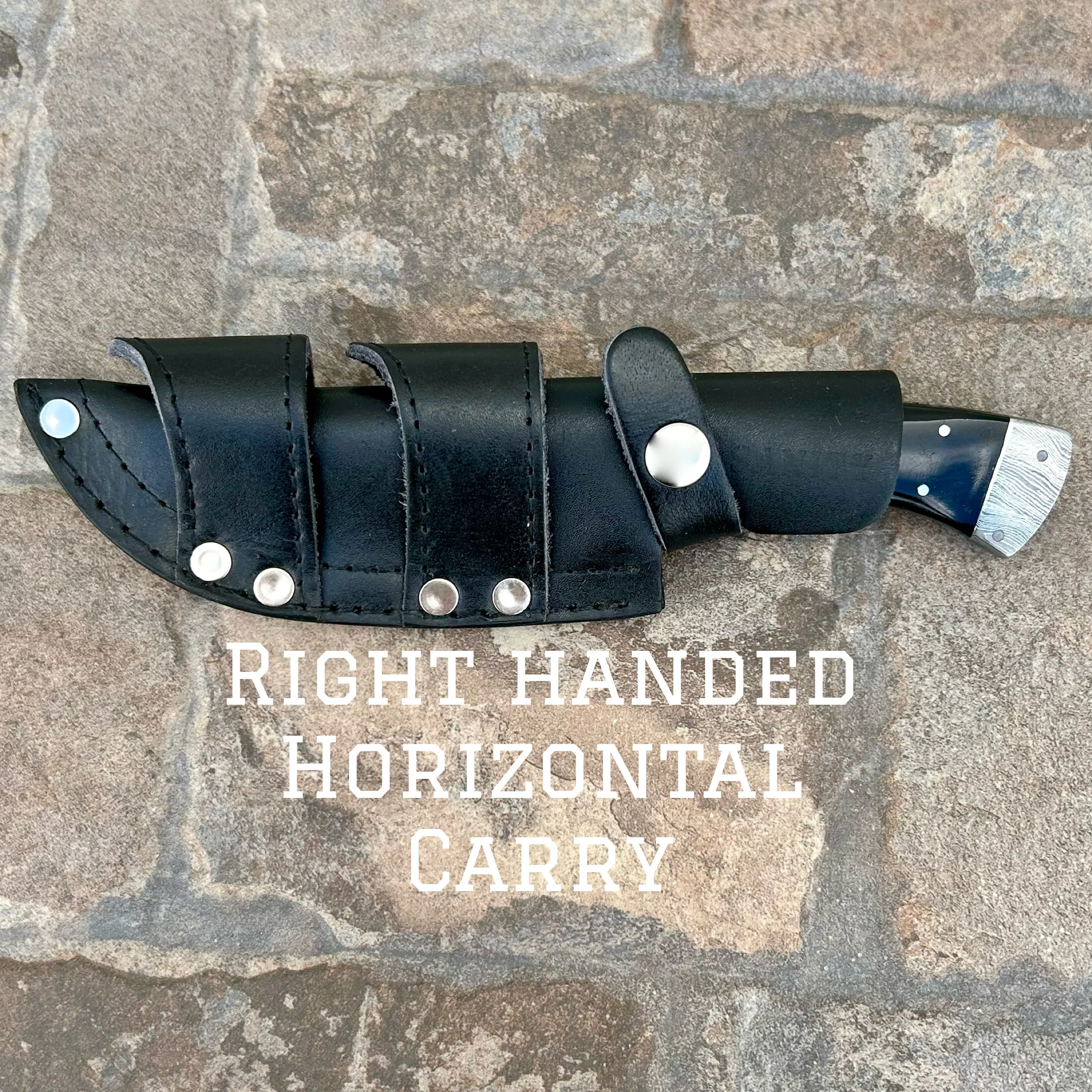 8.5” Lucky Luciano - Buffalo Horn - Damascus - Horizontal & Vertical Carry - LL01