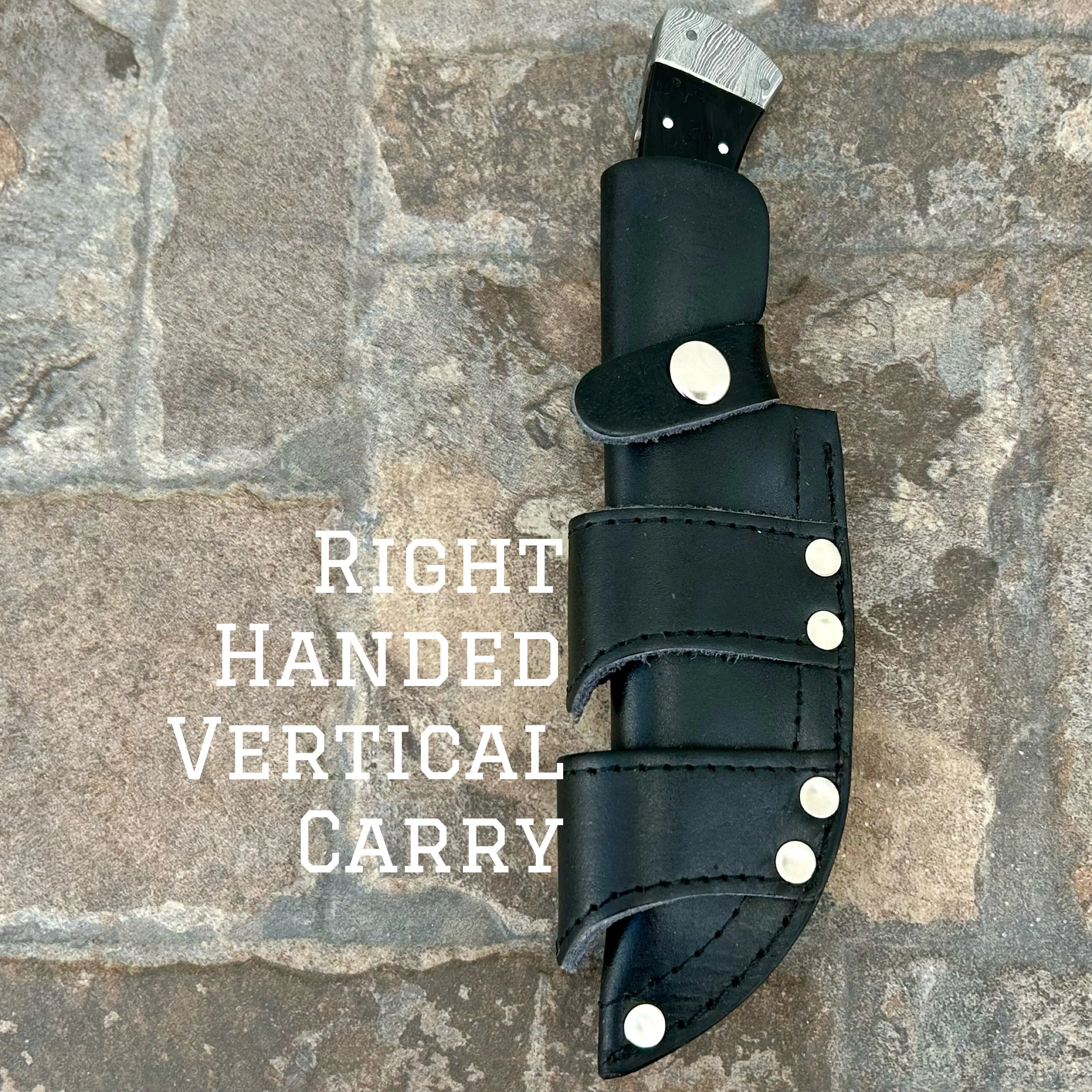 8.5” Lucky Luciano - Buffalo Horn - Damascus - Horizontal & Vertical Carry - LL01