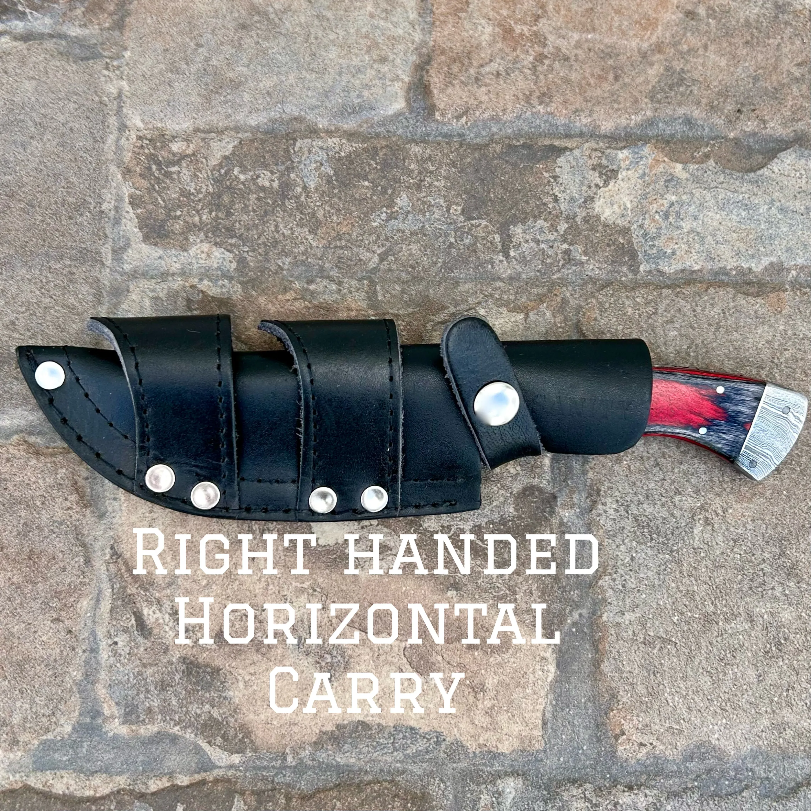 8.5” Lucky Luciano - Red & Black Wood - Damascus - Horizontal & Vertical Carry - LL05