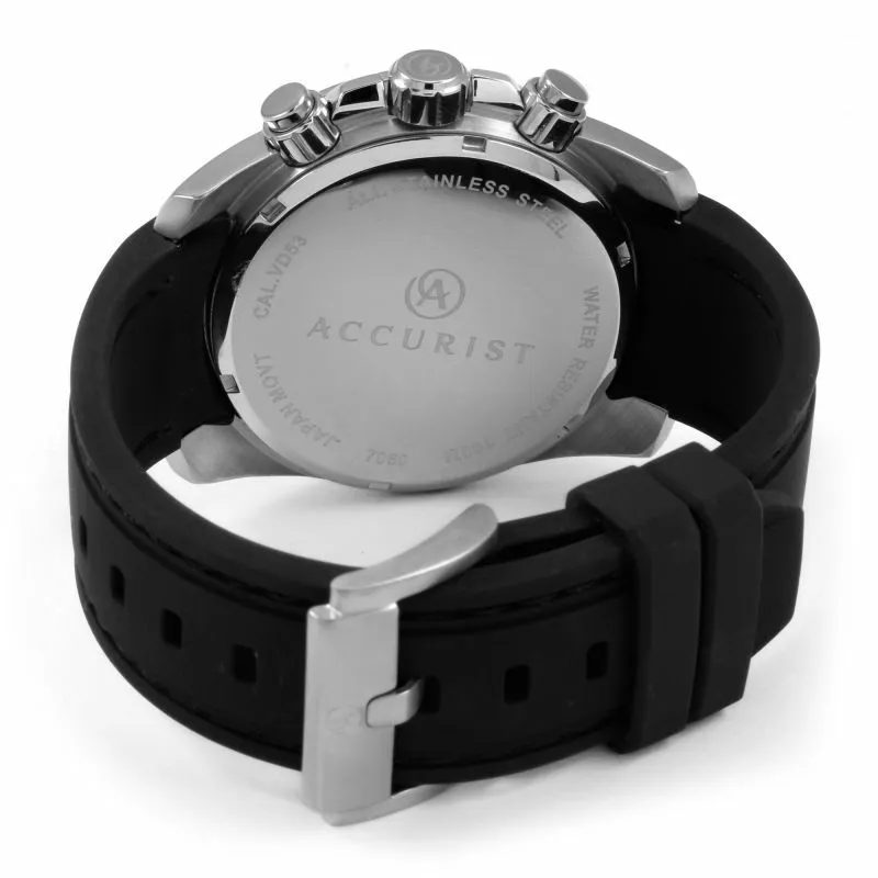 Accurist Quartz Black Dial  and Black Leather Strap Mens Watch