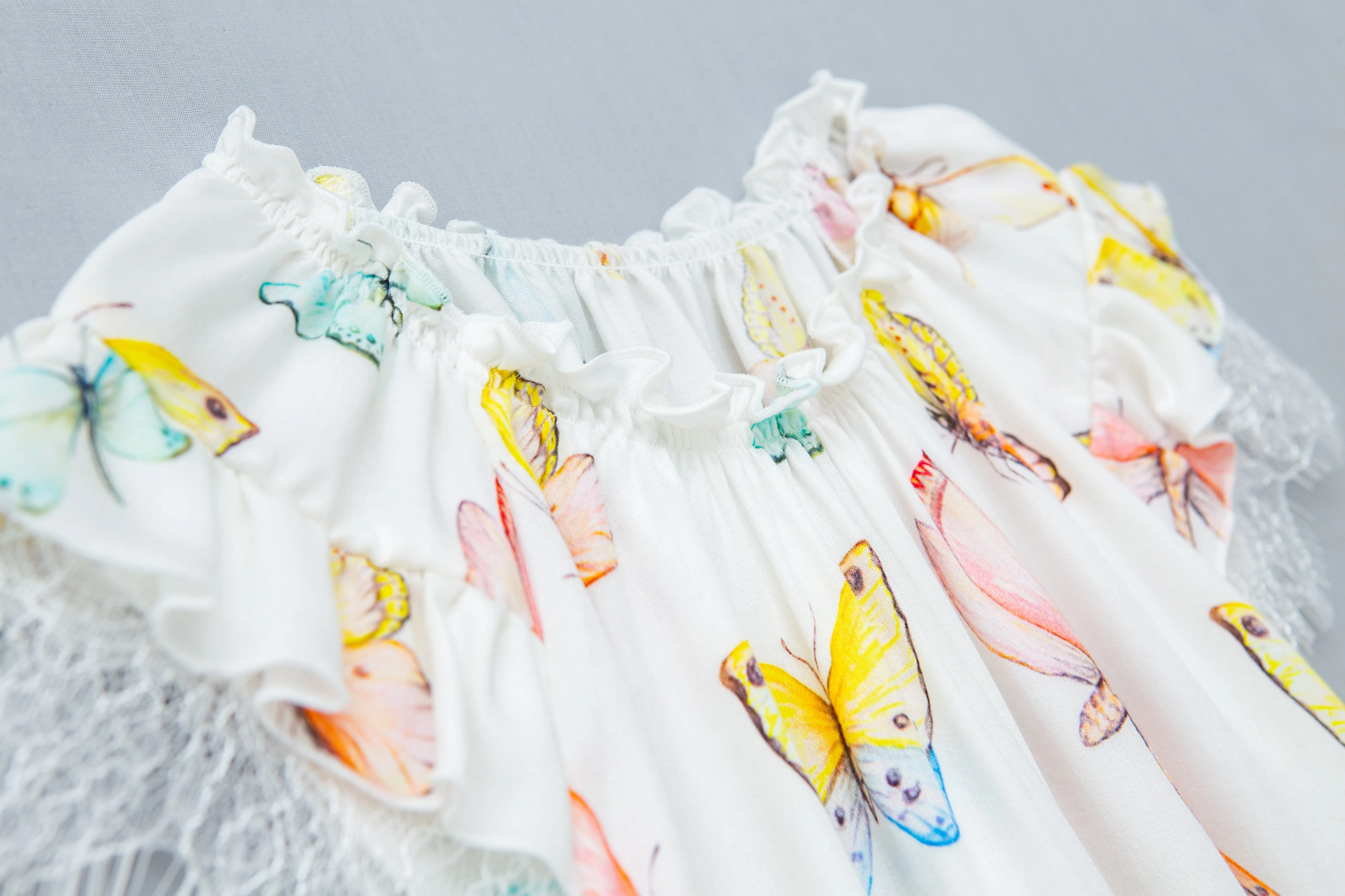 ADELIA - KIDS' PYJAMA SET WHITE BUTTERFLIES