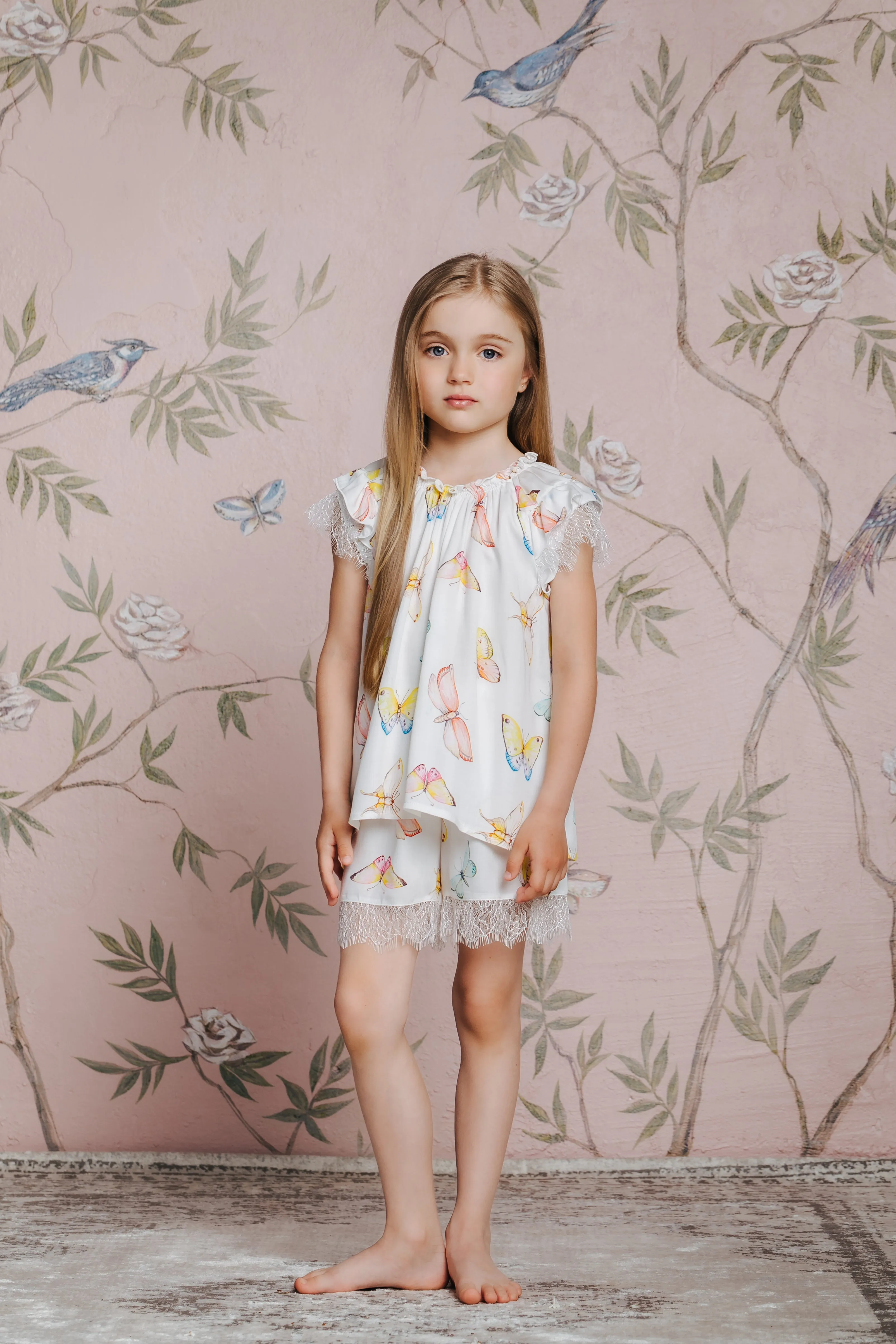 ADELIA - KIDS' PYJAMA SET WHITE BUTTERFLIES