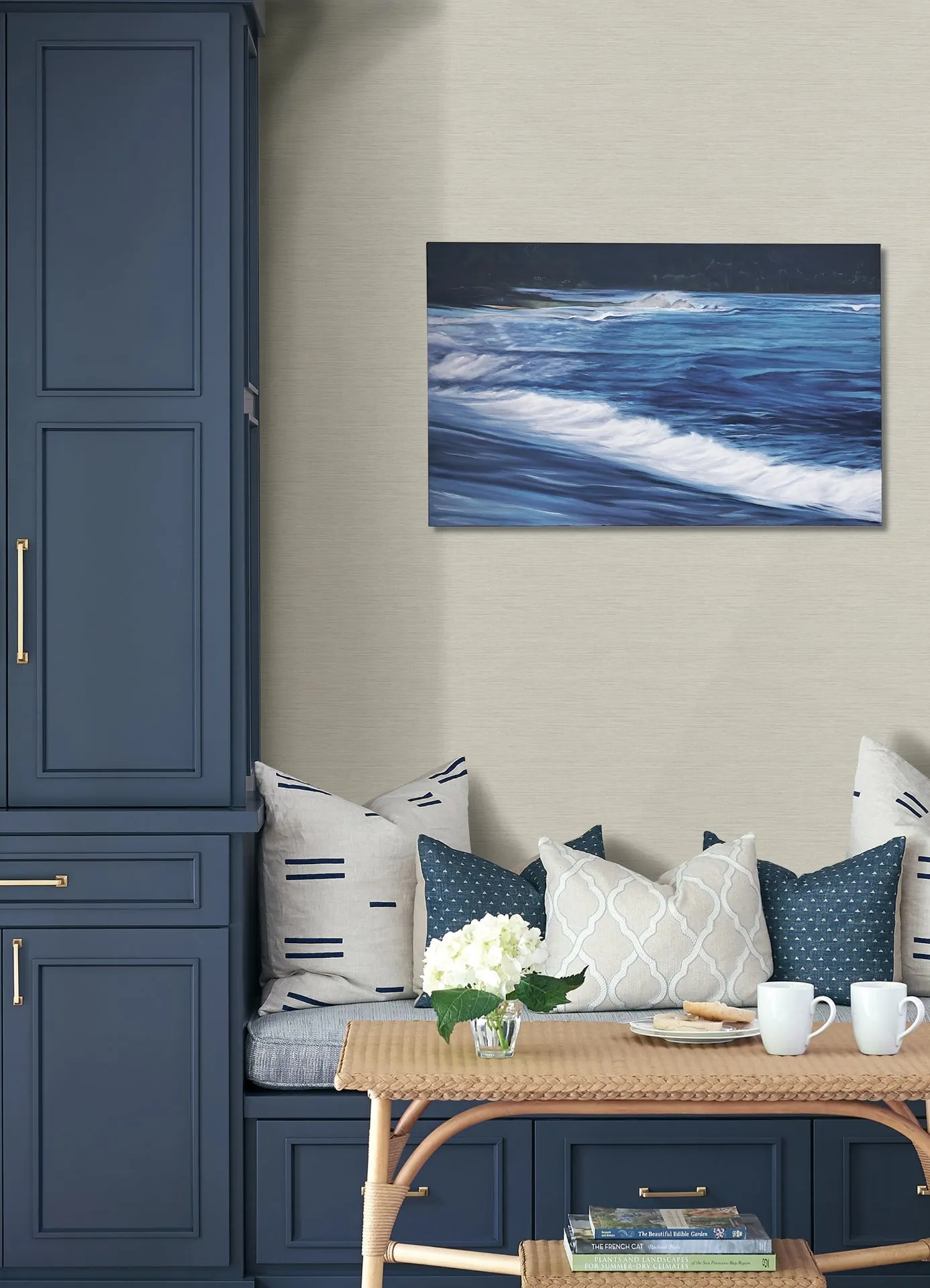 Agave Off-White Faux Grasscloth Wallpaper  | Brewster Wallcovering