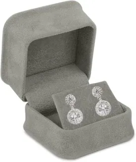 Allure - Rich Suede Gray Luxury Earring Box, Elegant Diamond Earring Case, With Gray Velour Interior, Jewelry Display Gift Box, For Unique Proposal, Engagement Or Wedding.