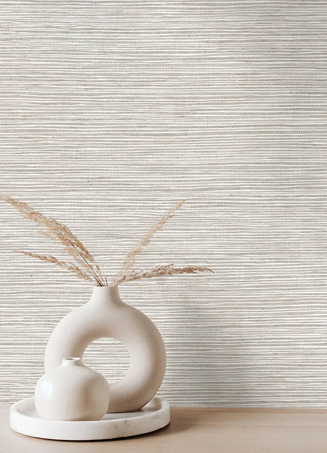 Alton Light Grey Faux Grasscloth Wallpaper  | Brewster Wallcovering