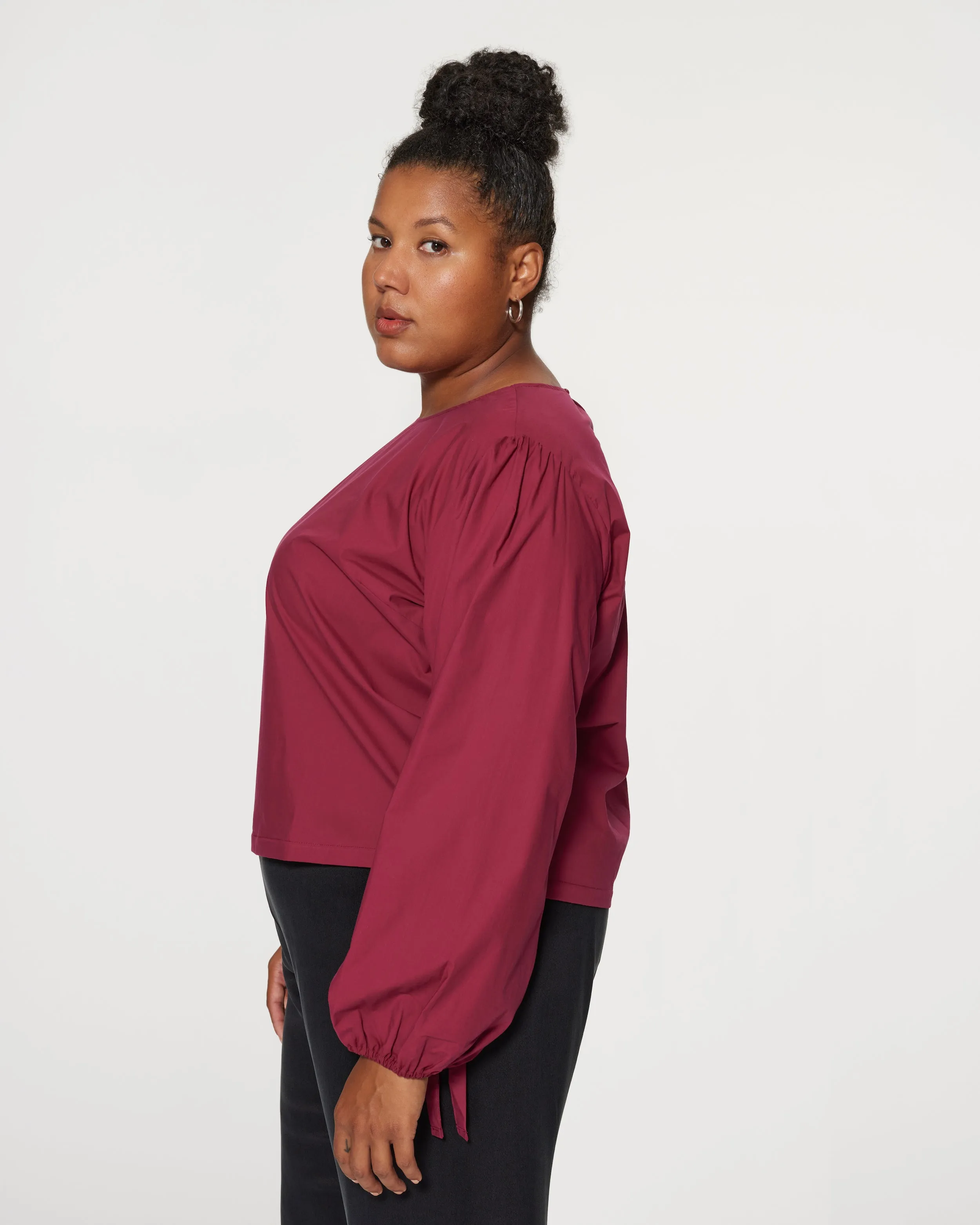 Anna Puffed Longsleeve Top Beet Red