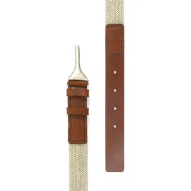 Beige Braid Harleck Leather and Nickel Belt