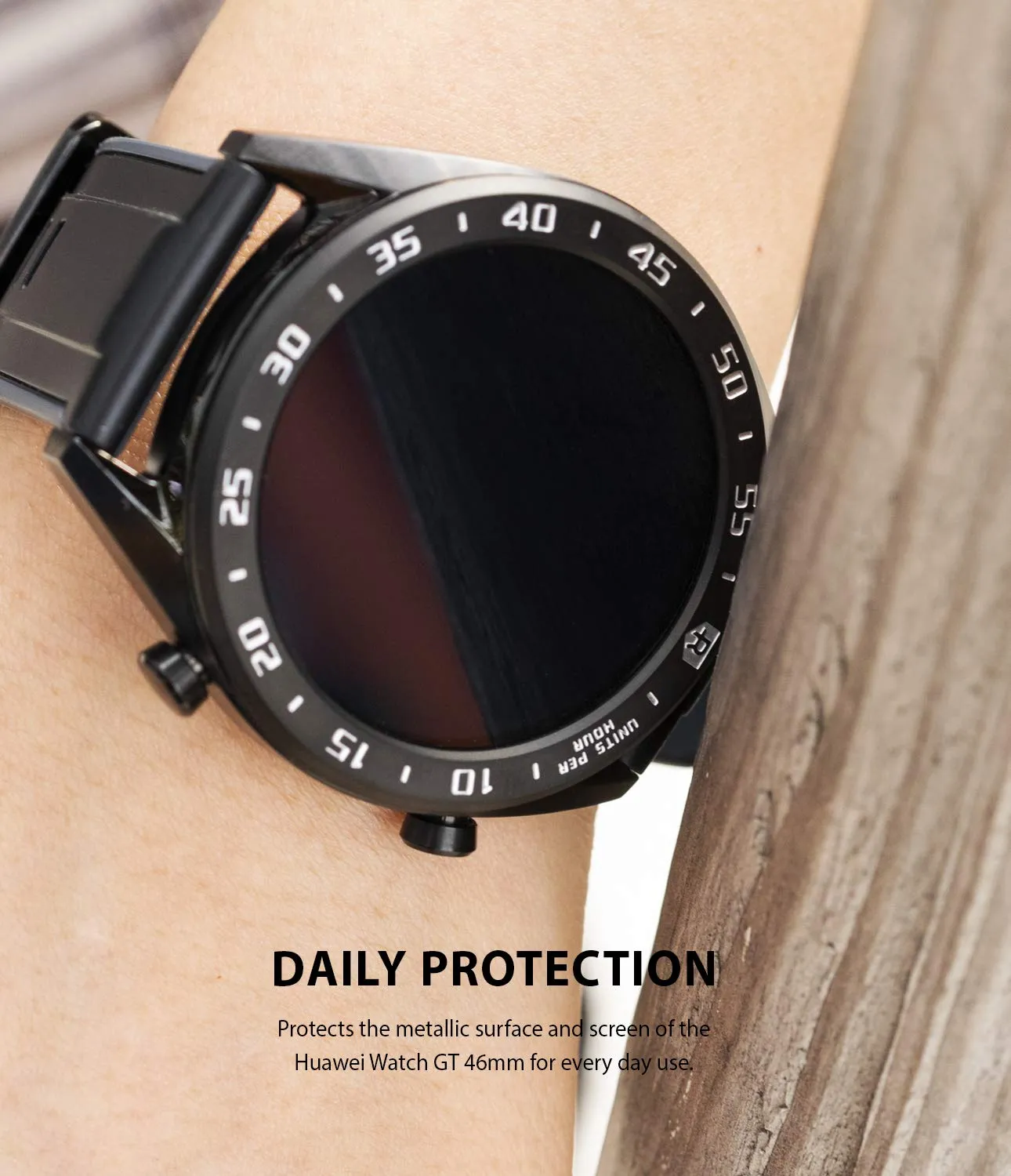 Bezel Styling for Huawei Watch GT / GT Active / GT Sport / GT Classic 46mm - 46-03 - Black [Stainless Steel]