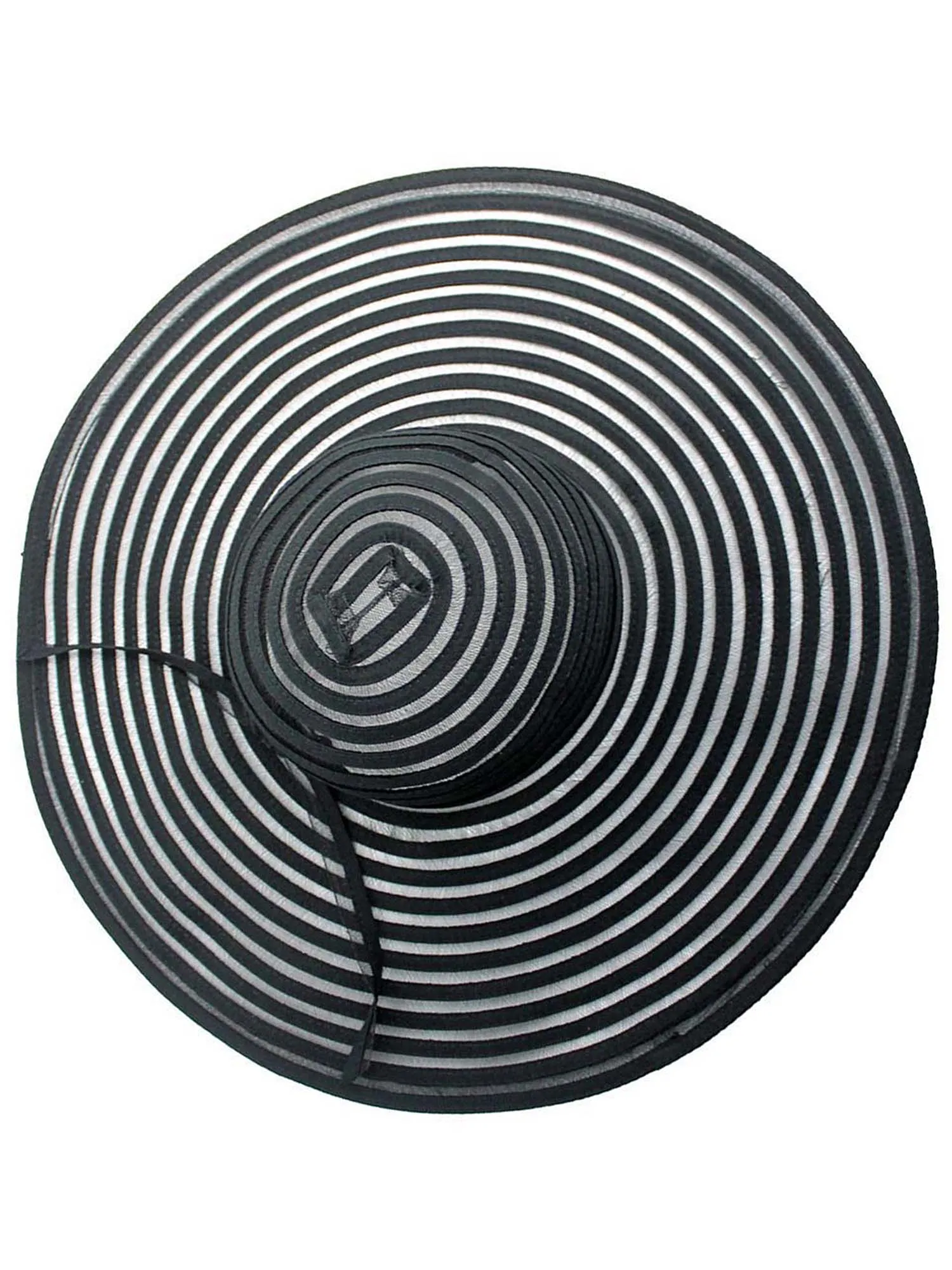 Black & Sheer Striped Wide Brim Floppy Hat