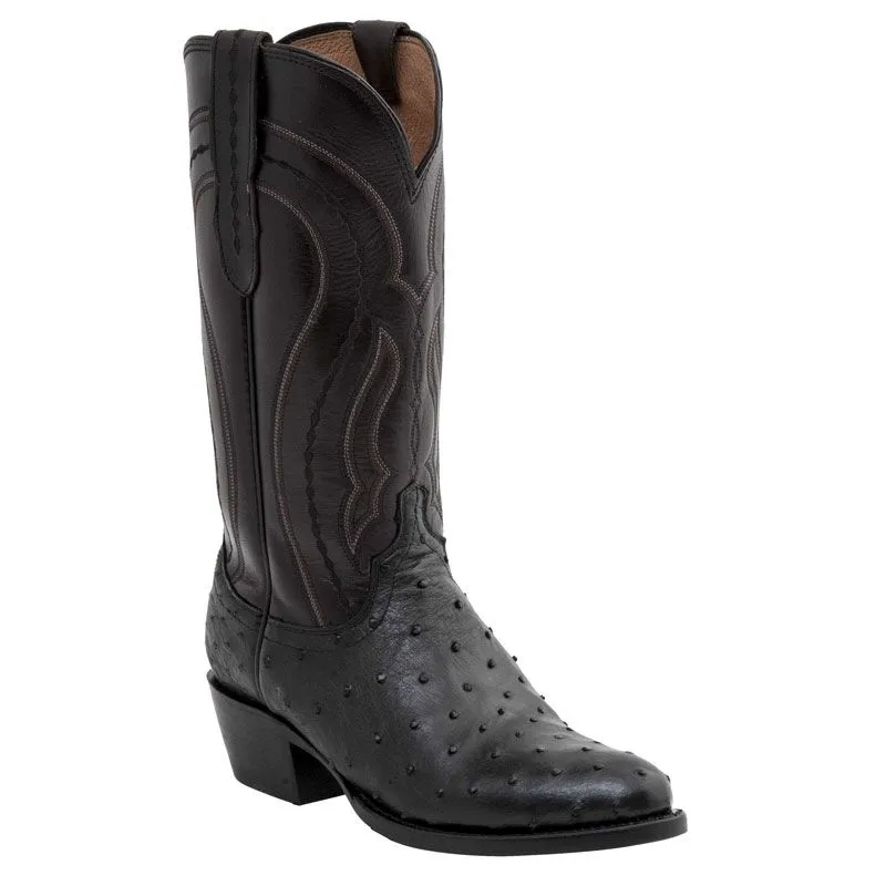 Black Full Quill Ostrich Snip Toe Boot
