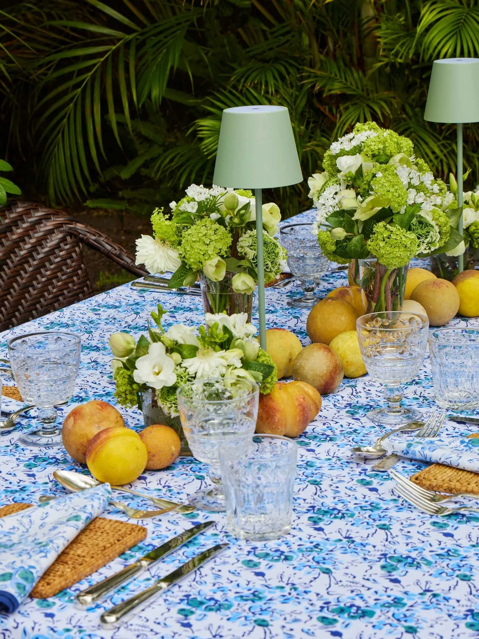 Blue Floral Scalloped Tablecloth