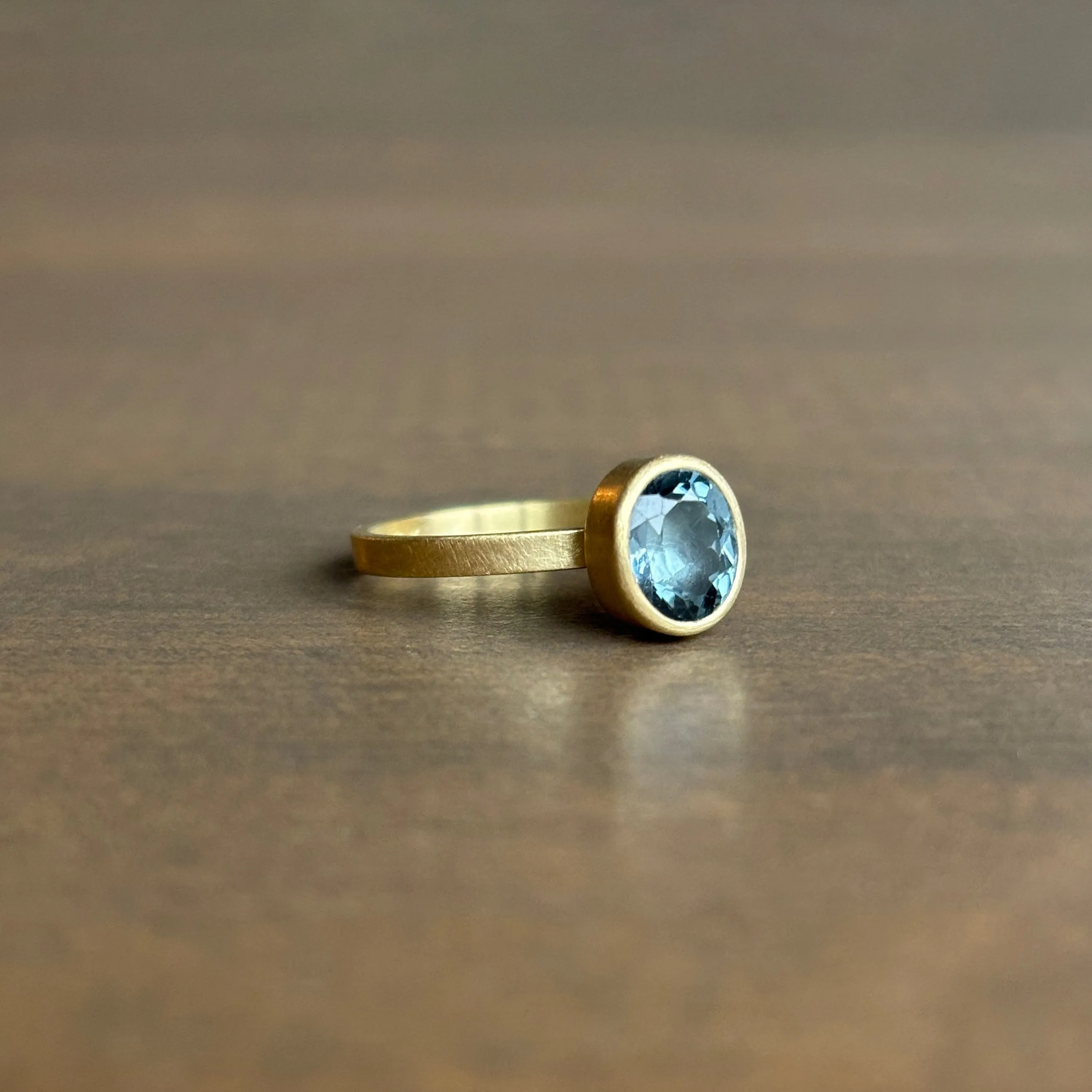 Blue/Gray Faceted Oval Tourmaline Stacking Ring