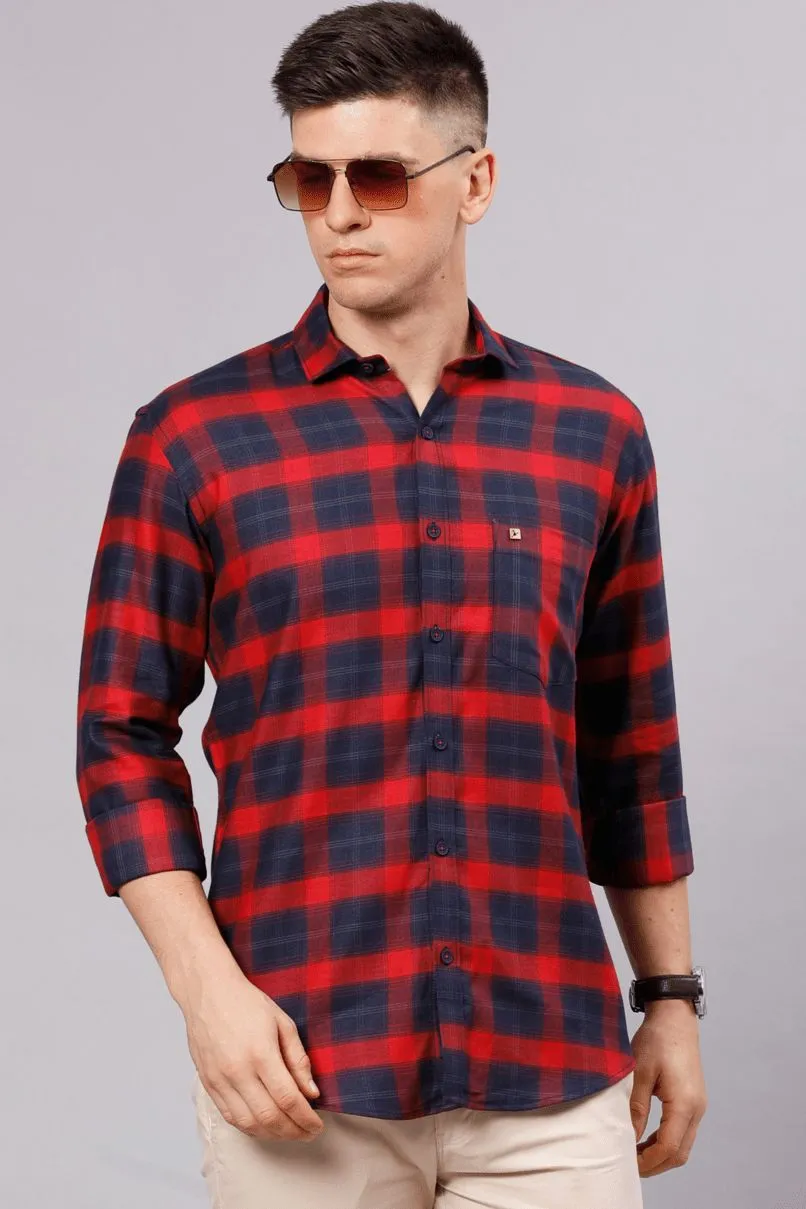 Bright Red & Navy Checks - Full-Stain Proof
