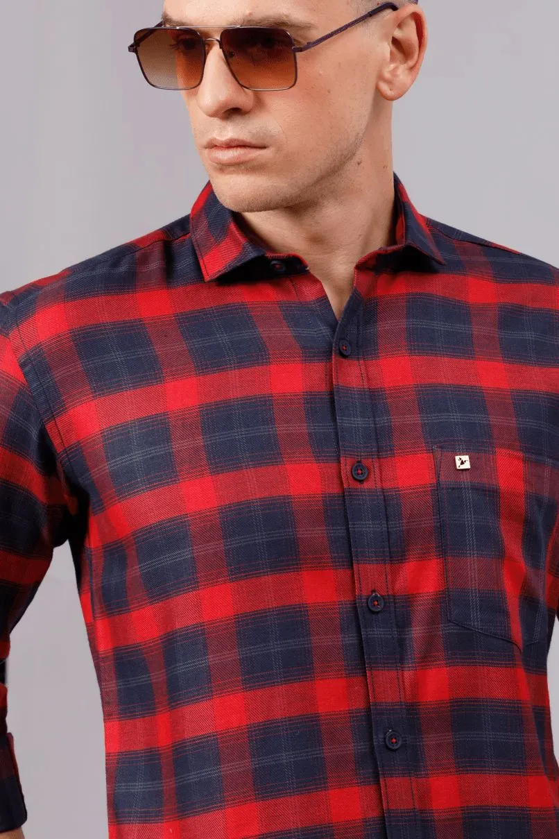 Bright Red & Navy Checks - Full-Stain Proof